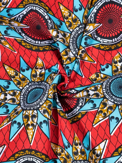 Coupon tissu ethnique Wax R1, 0,5x1,5m ROUGE COT48924 FA1