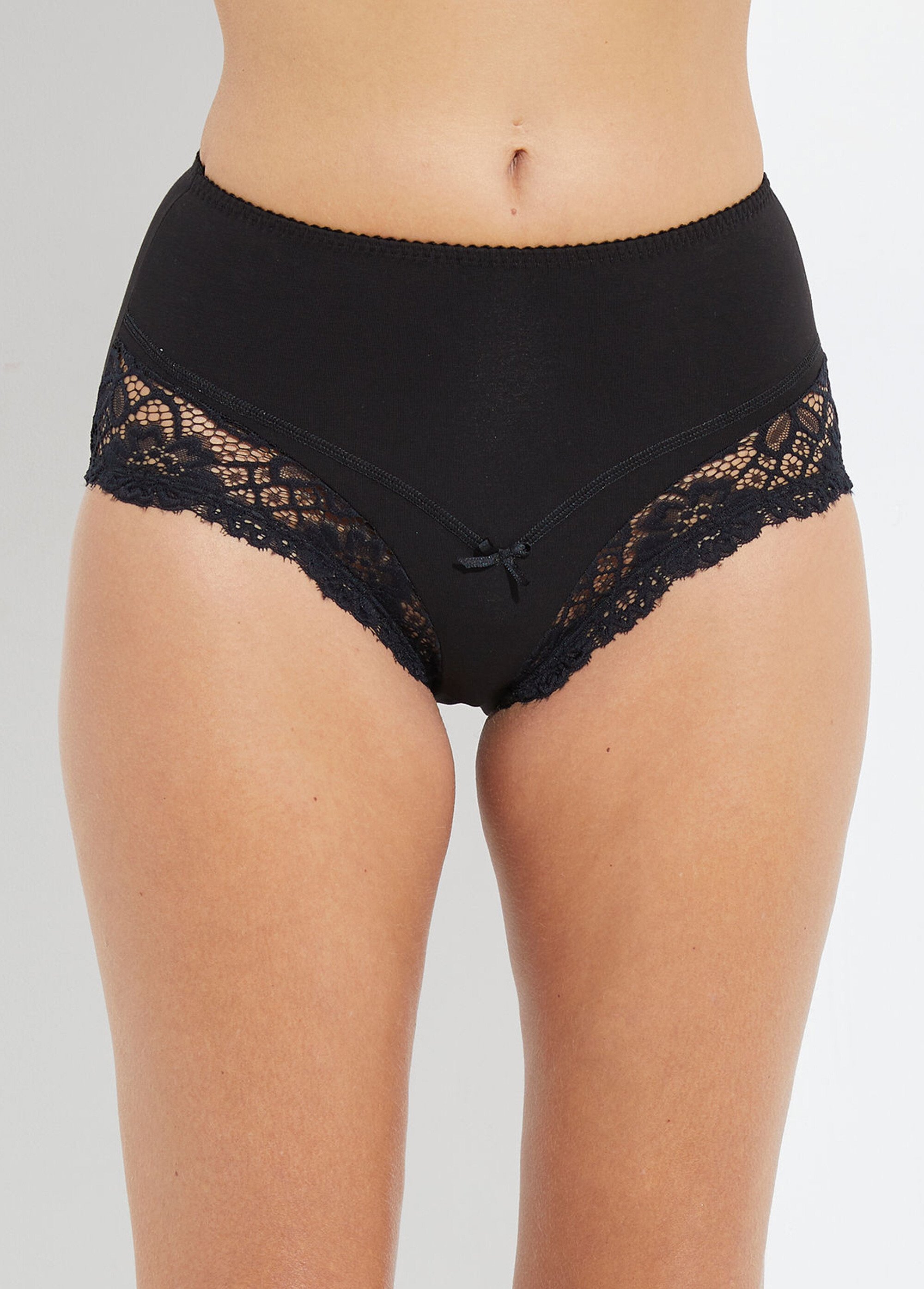Culotte taille haute coton stretch dentelle