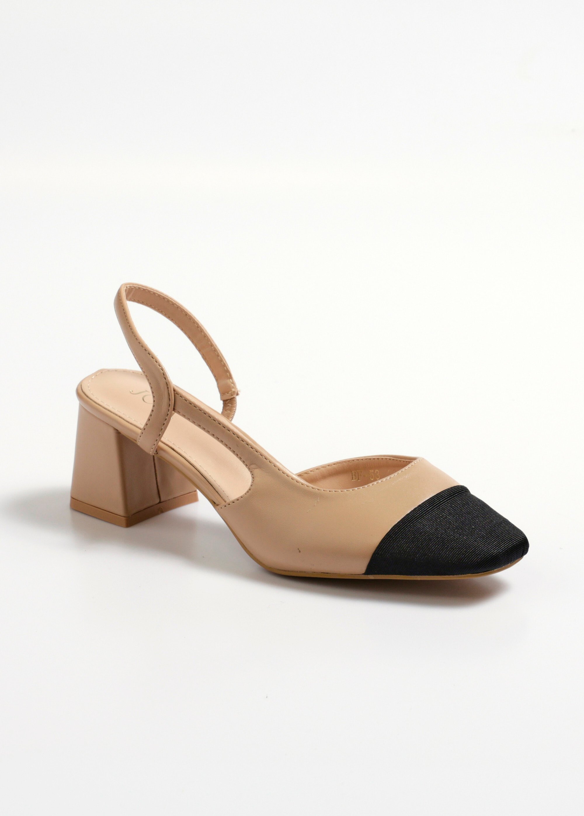 Escarpins bicolores chic en toile Femme ROSE NUDE JOIBF-53 FA1