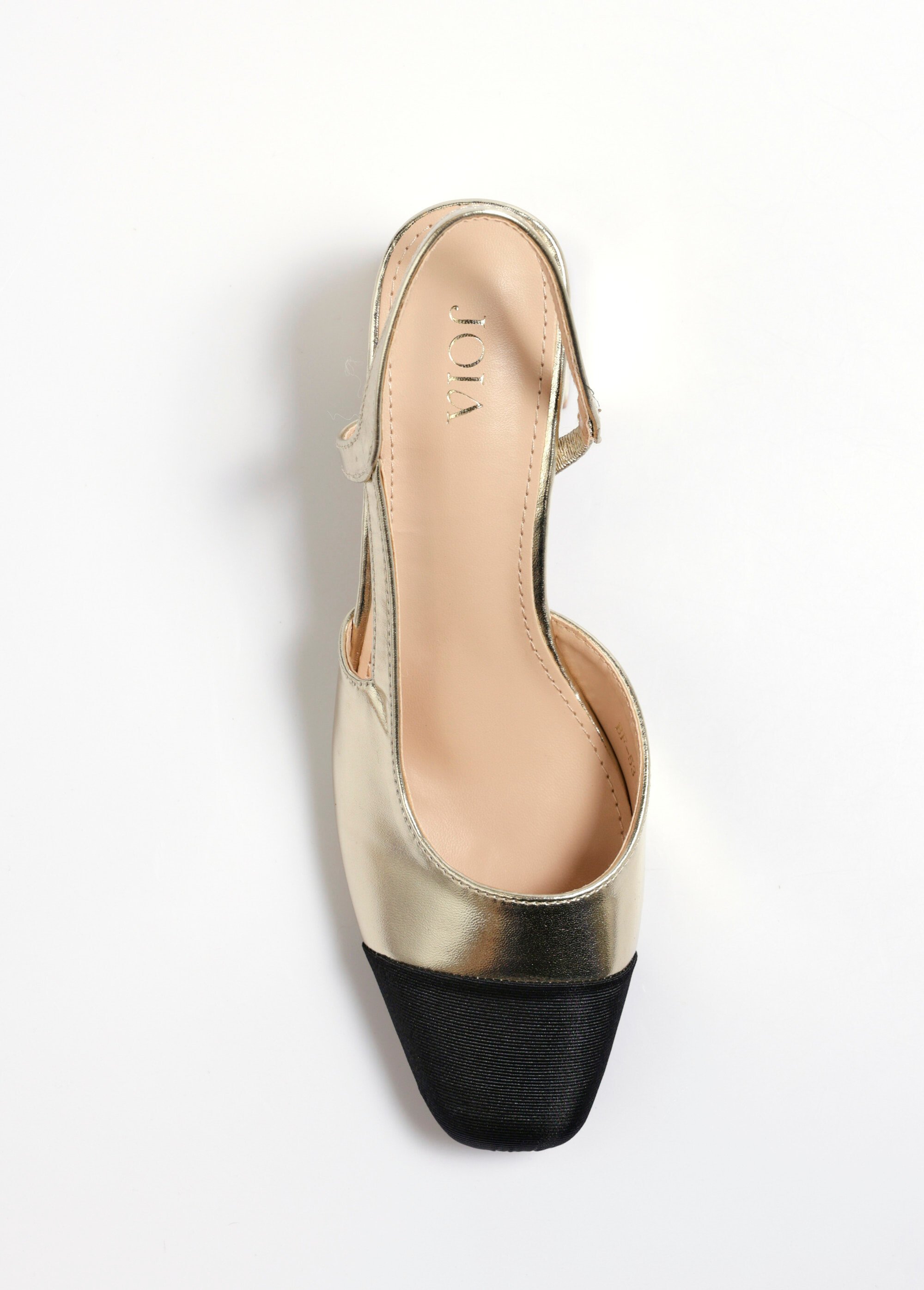 Escarpins bicolores chic en toile Femme Doré JOIBF-53 OV1