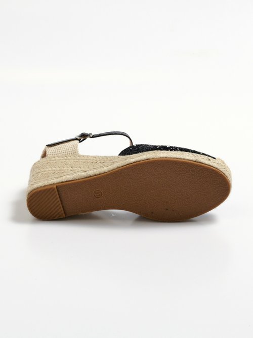 Espadrilles compensées pailletées à bride Femme Noir JOIJN-81 UN1