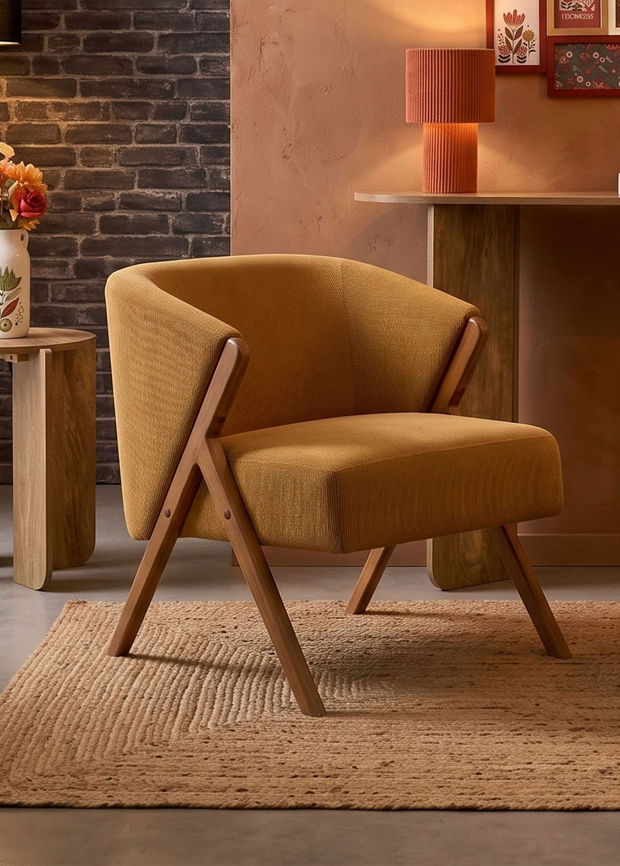 Fauteuil style vintage en velours JULES JAUNE CMP-HD7816 AM1