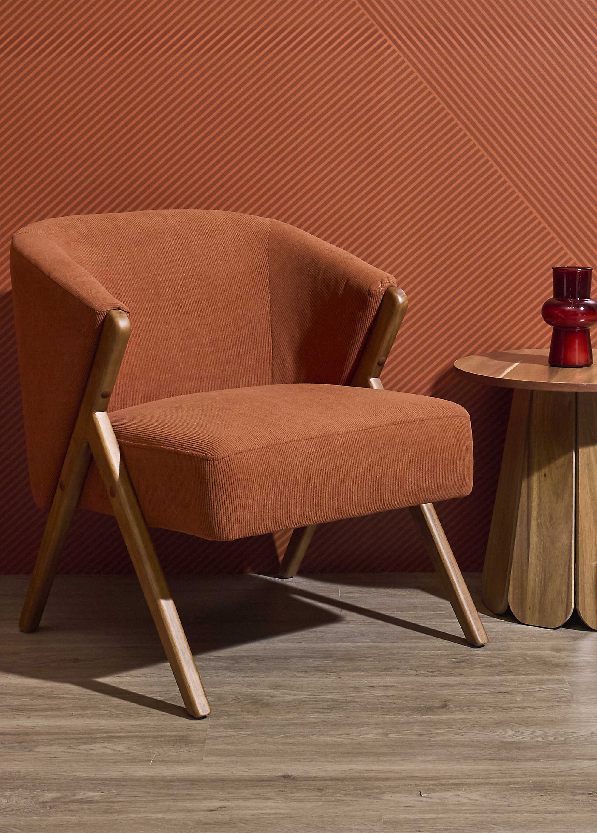 Fauteuil style vintage en velours JULES ORANGE CMP-HD7816 AM1