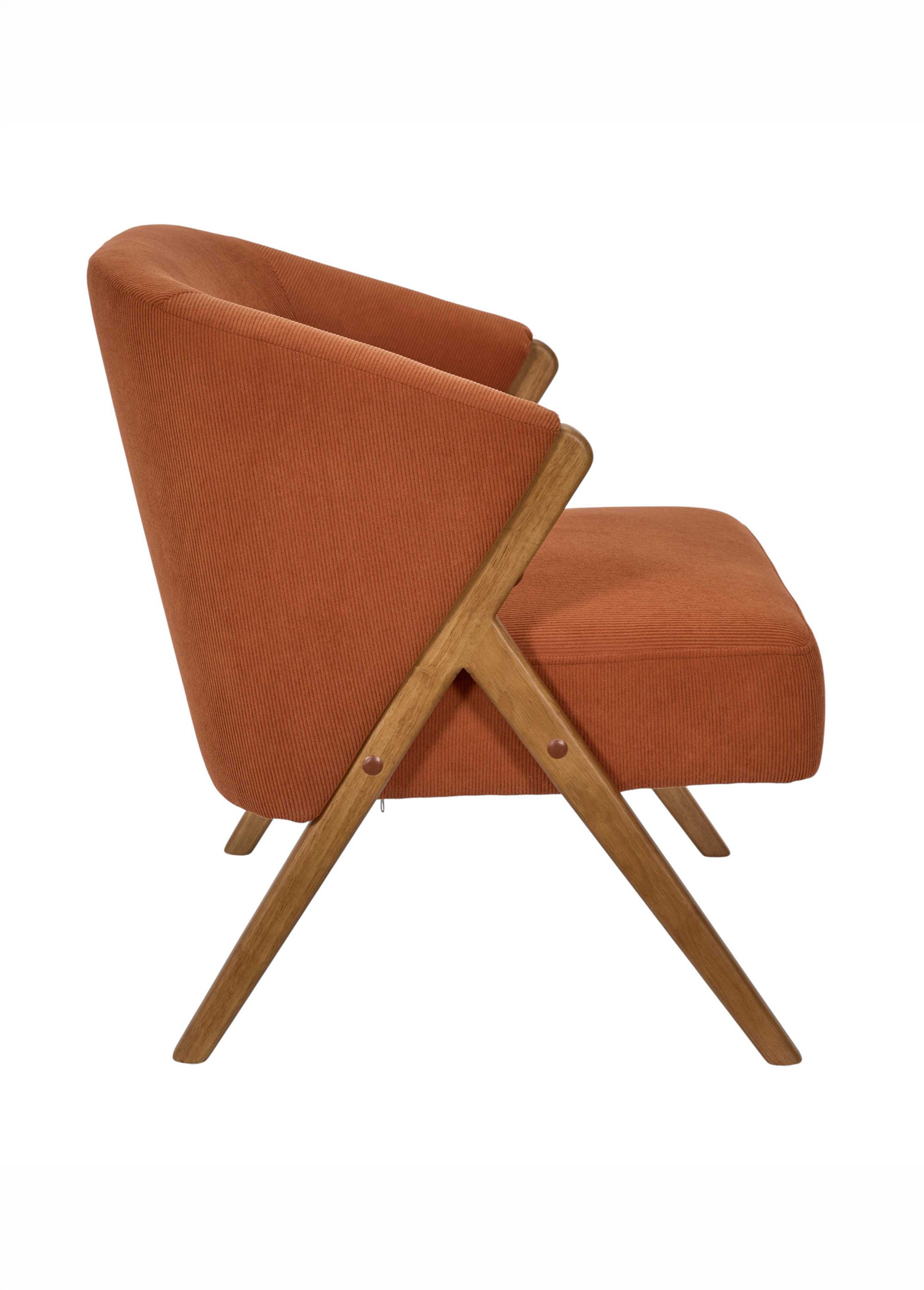 Fauteuil style vintage en velours JULES ORANGE CMP-HD7816 DR1