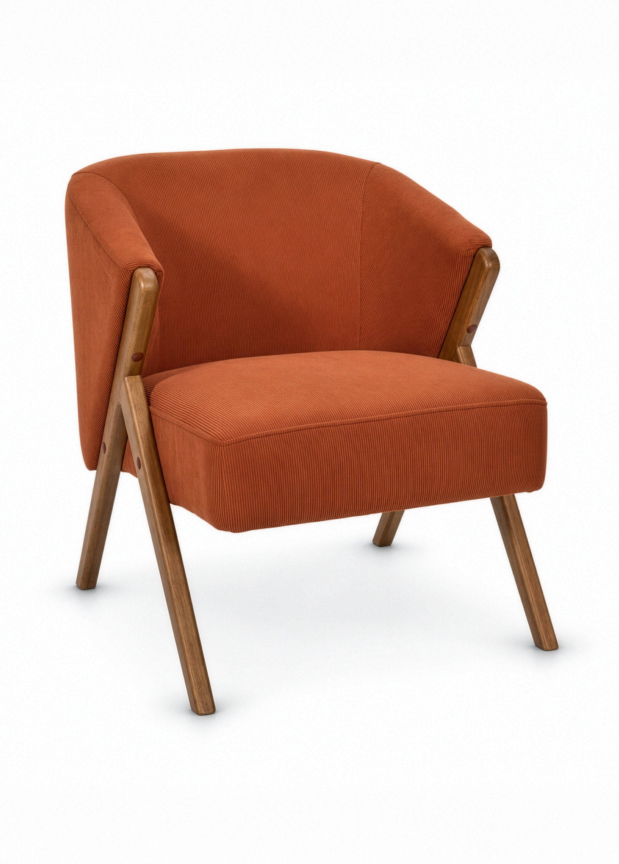 Fauteuil style vintage en velours JULES ORANGE CMP-HD7816 FA1