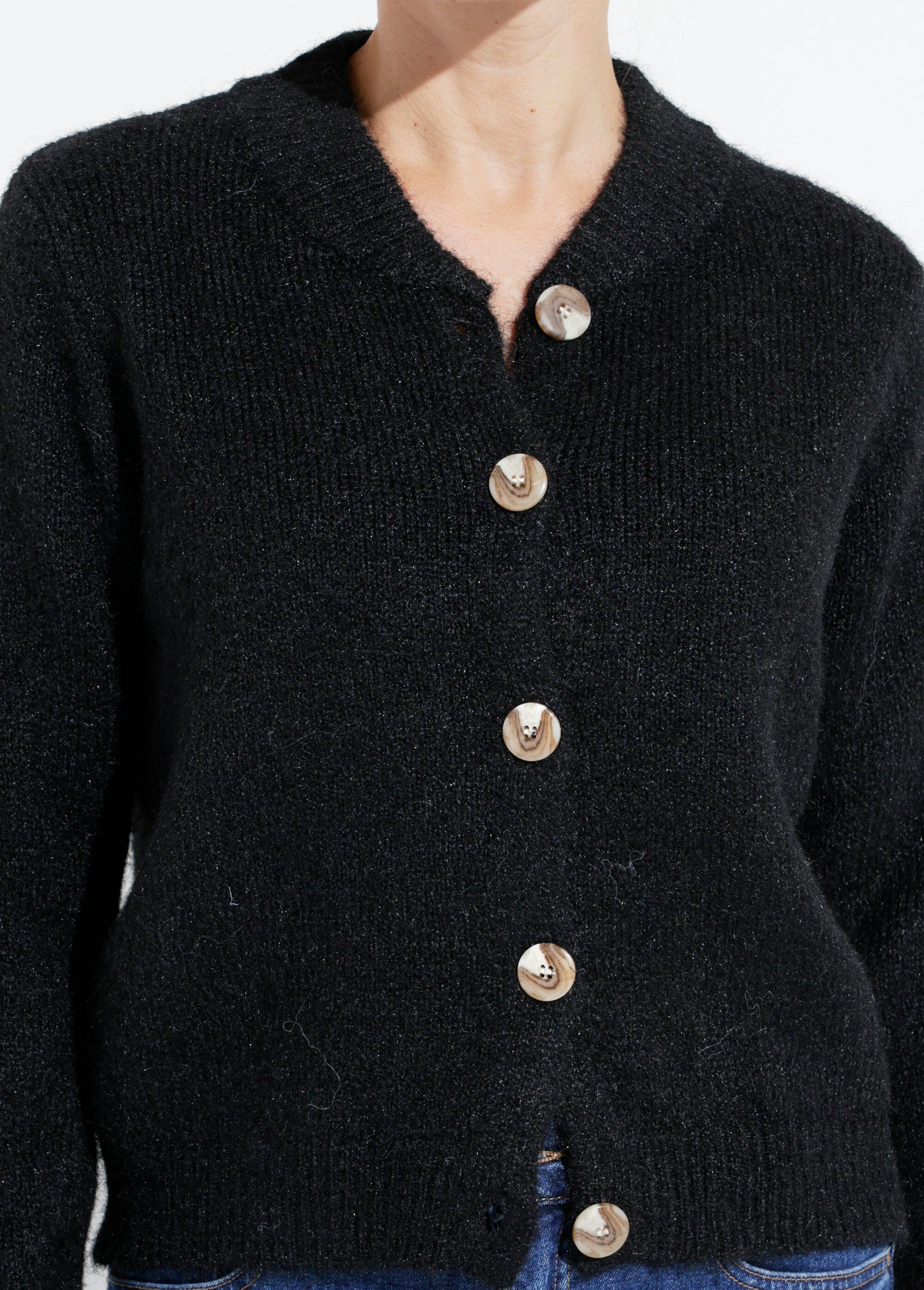 Gilet en maille col rond fantaisie
