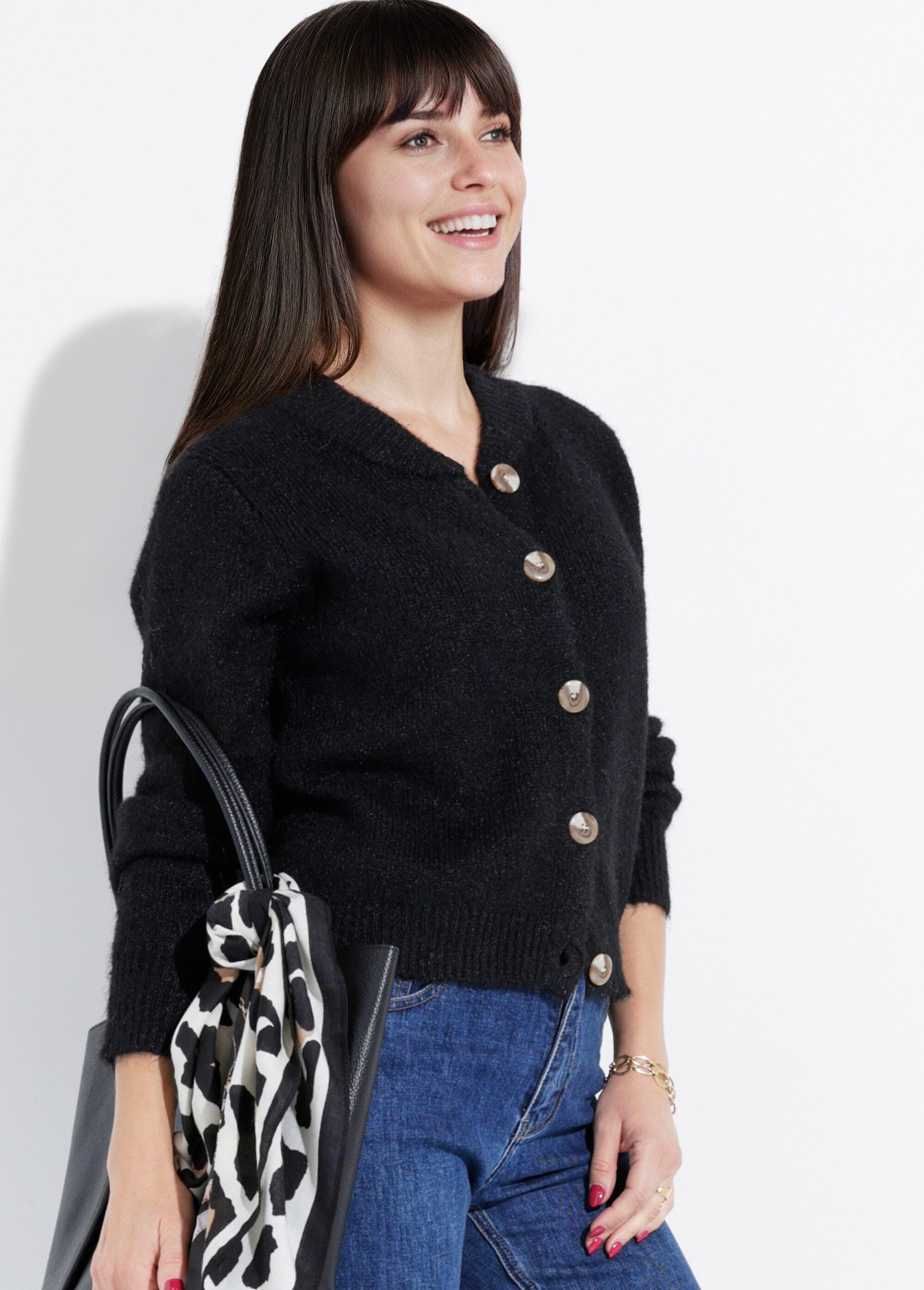 Gilet en maille col rond fantaisie