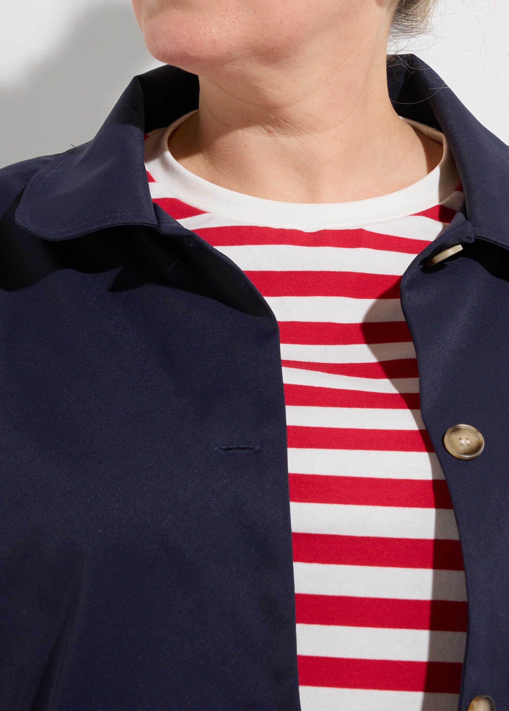 Veste courte en coton, col claudine