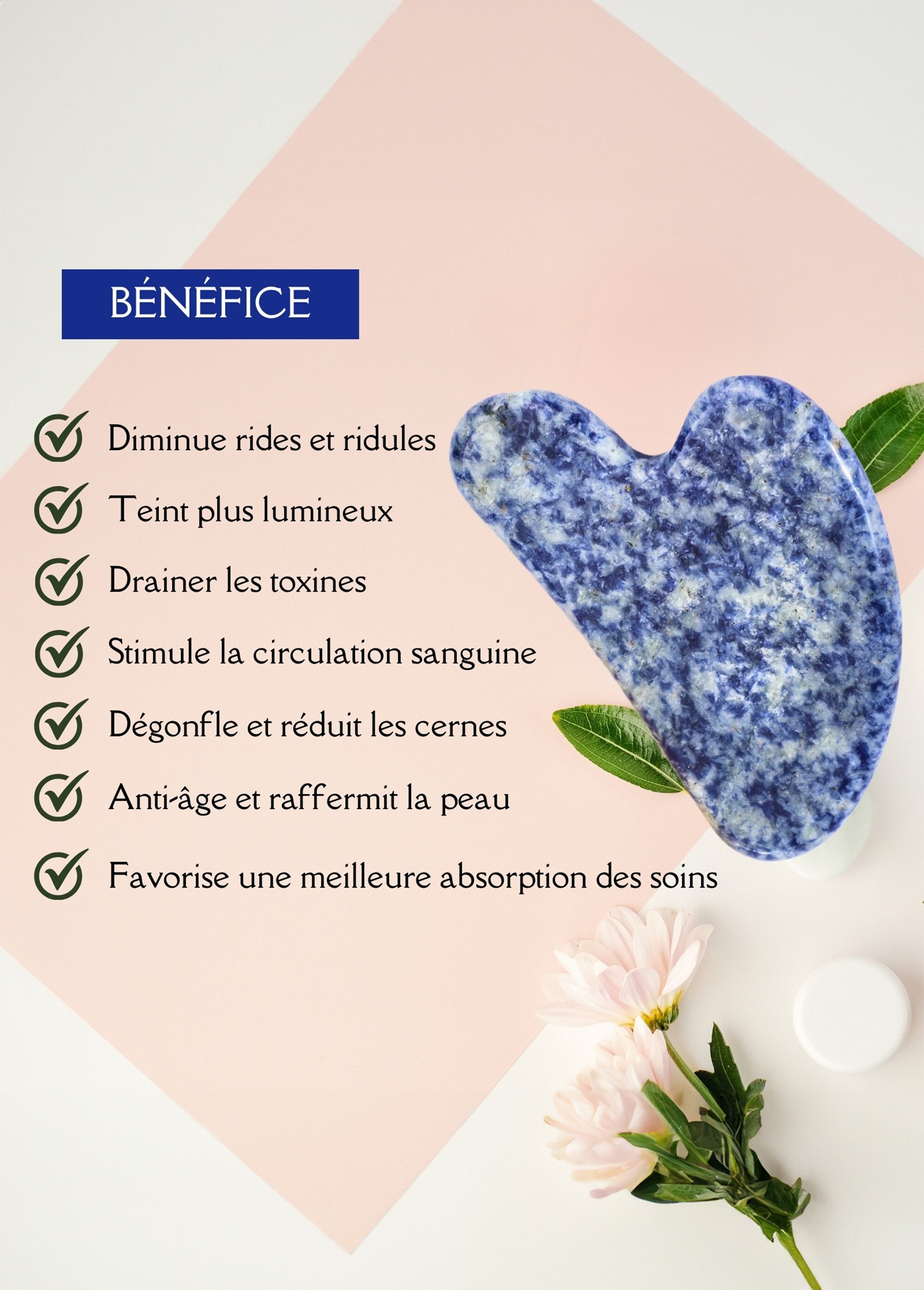 Gua sha de massage en pierre de sodalite Bleu ZENSODALITE DE1