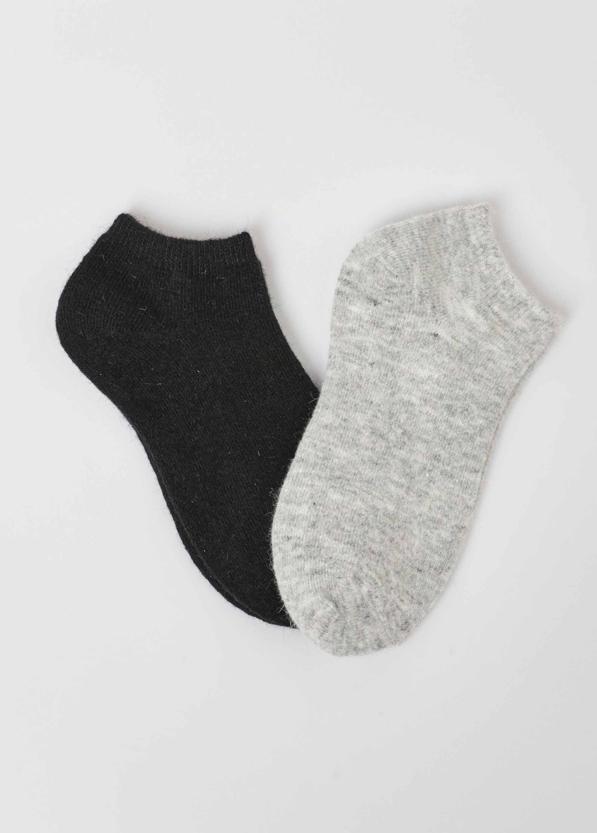 Lot de 2 Socquettes basses avec laine, chaudes