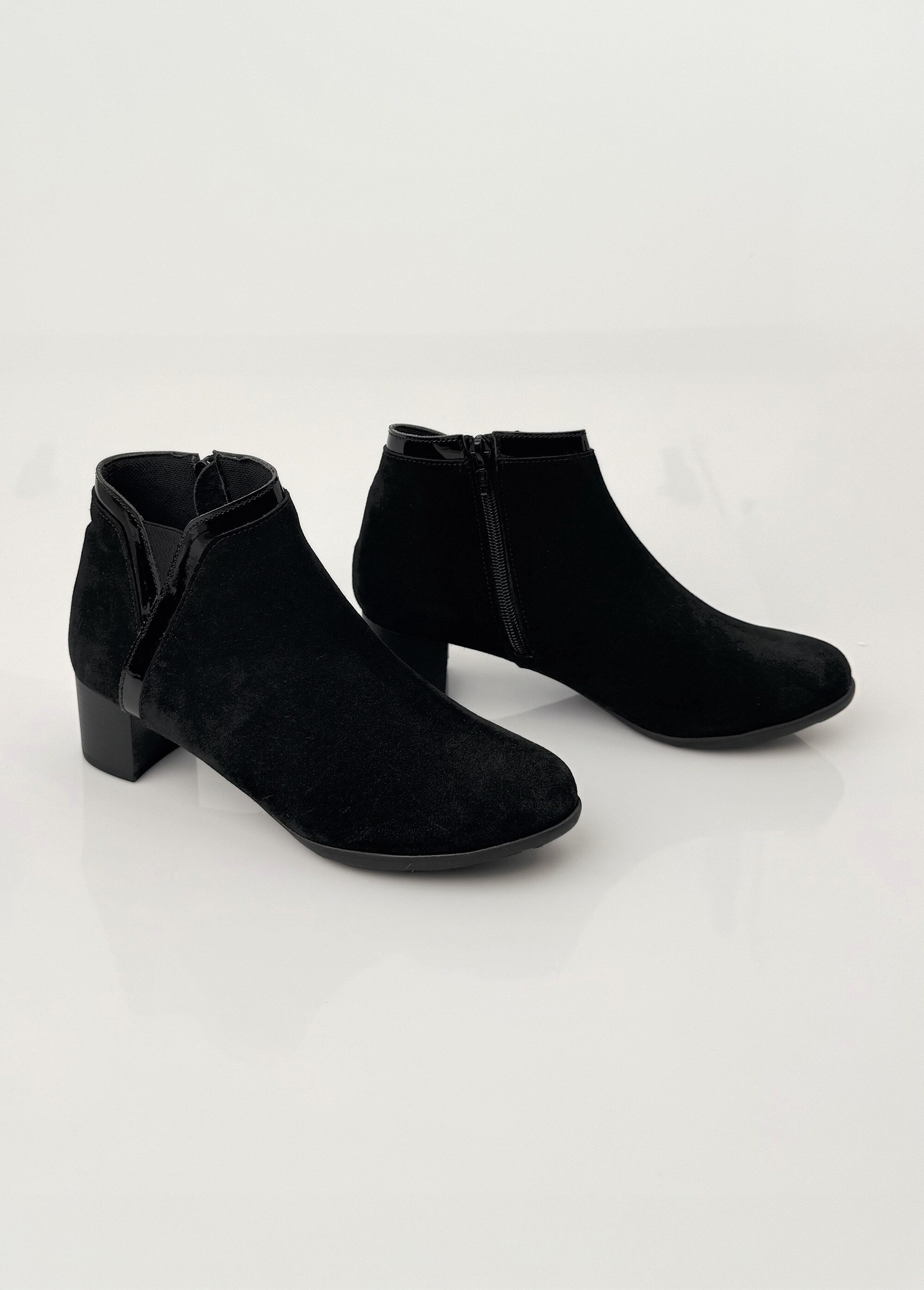 Low boots zippées largeur confort cuir Femme Noir OPIAZ DE1