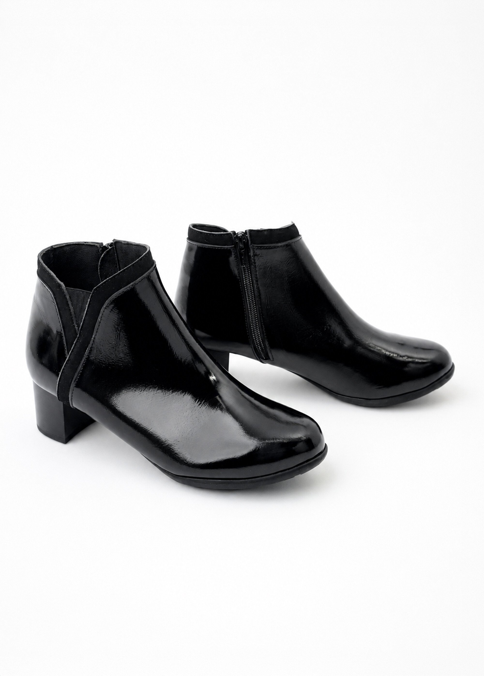 Low boots zippées largeur confort cuir