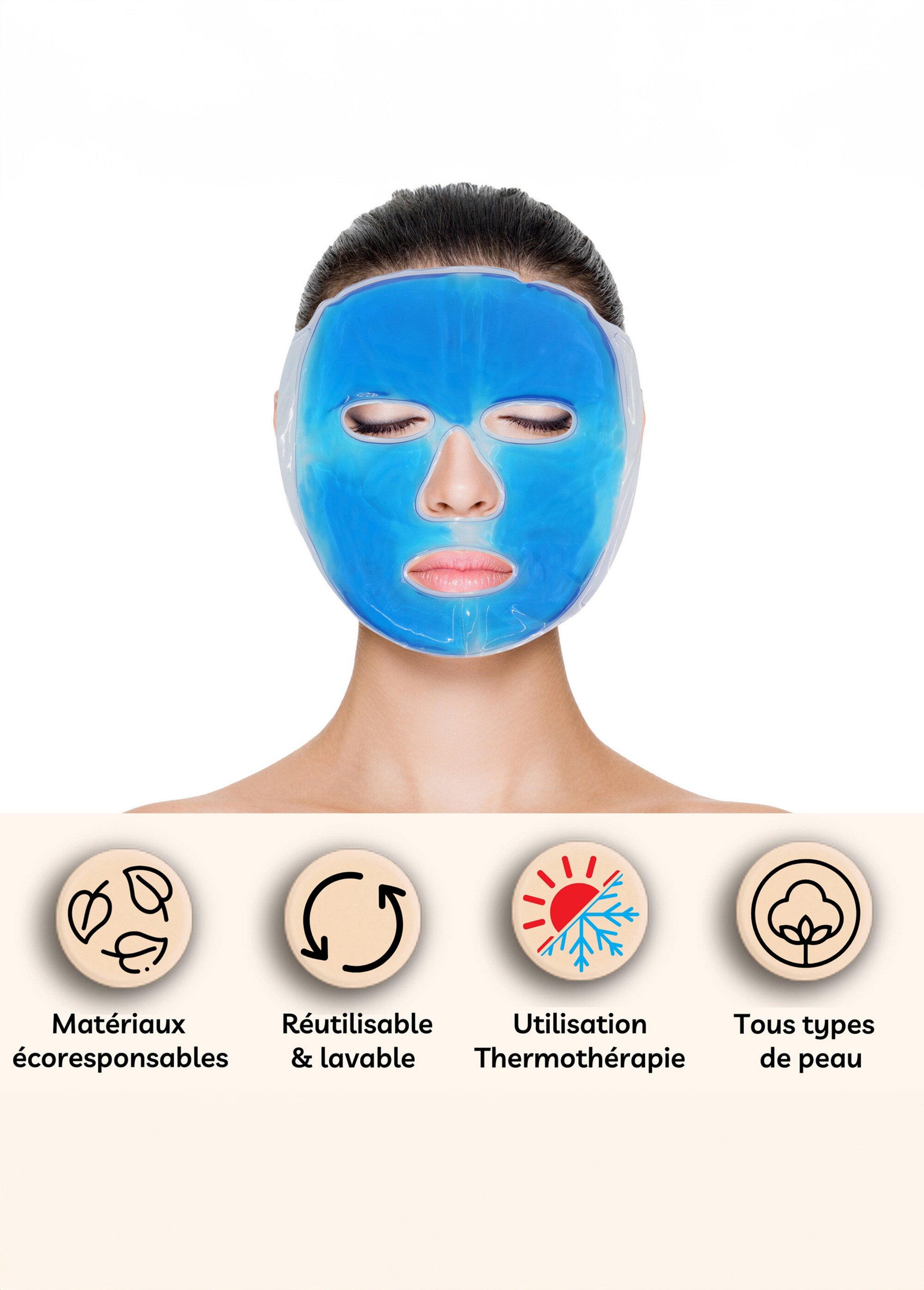 Masque gel réutilisable froid / chaud Bleu ZENMASQUEGEL DE3