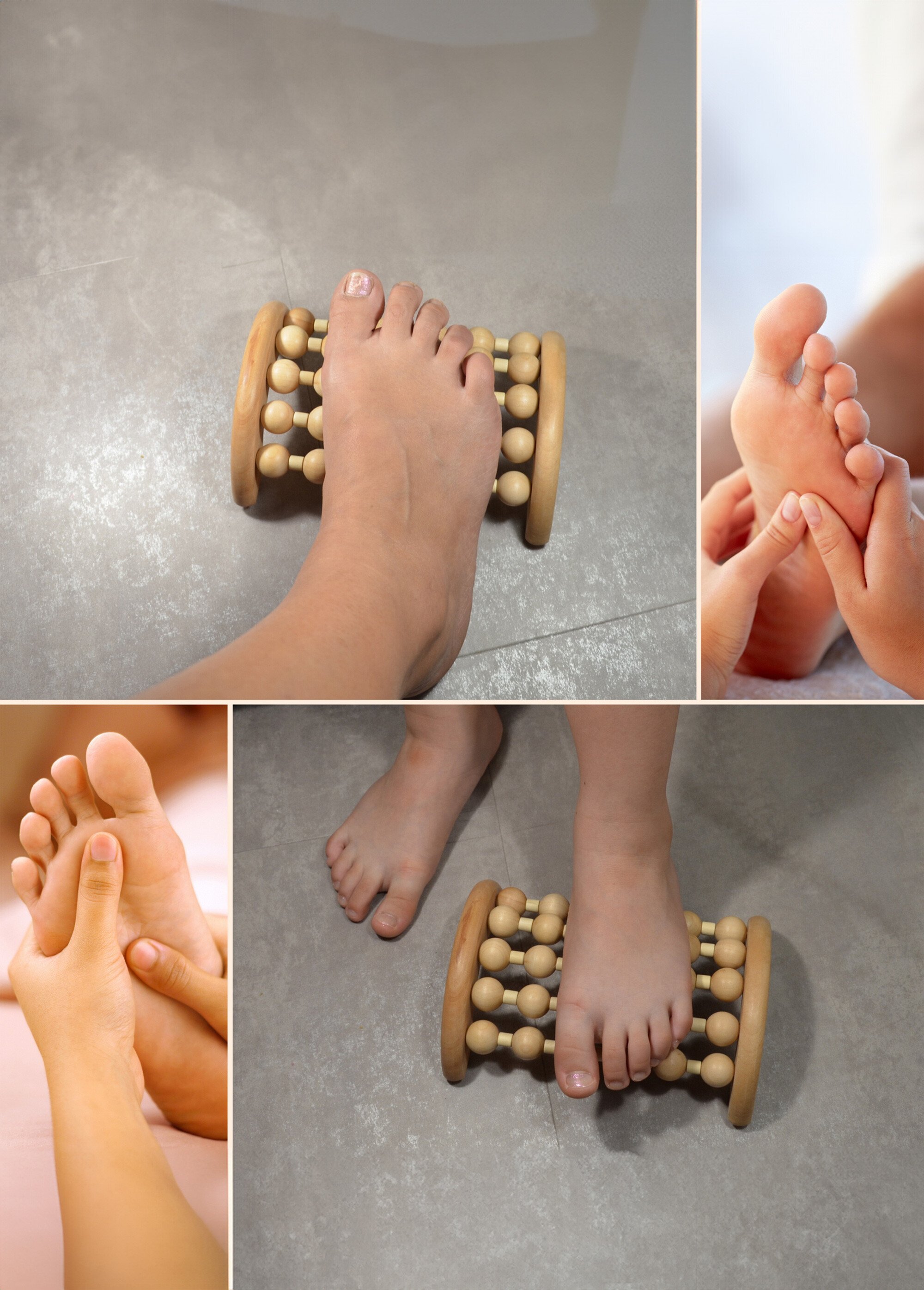 Masseur de pied en bois réflexologie Beige ZENMASSAGEPIED DE2