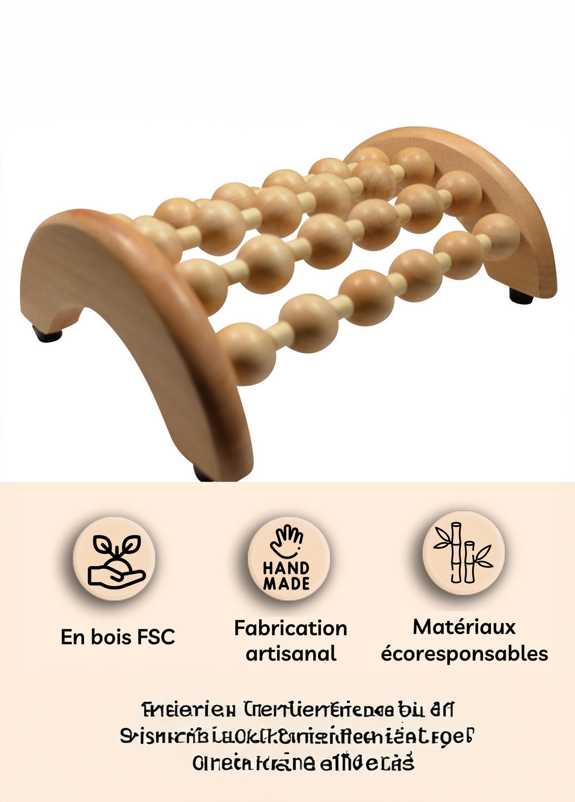 Masseur de pied en bois réflexologie Beige ZENMASSAGEPIED DE3