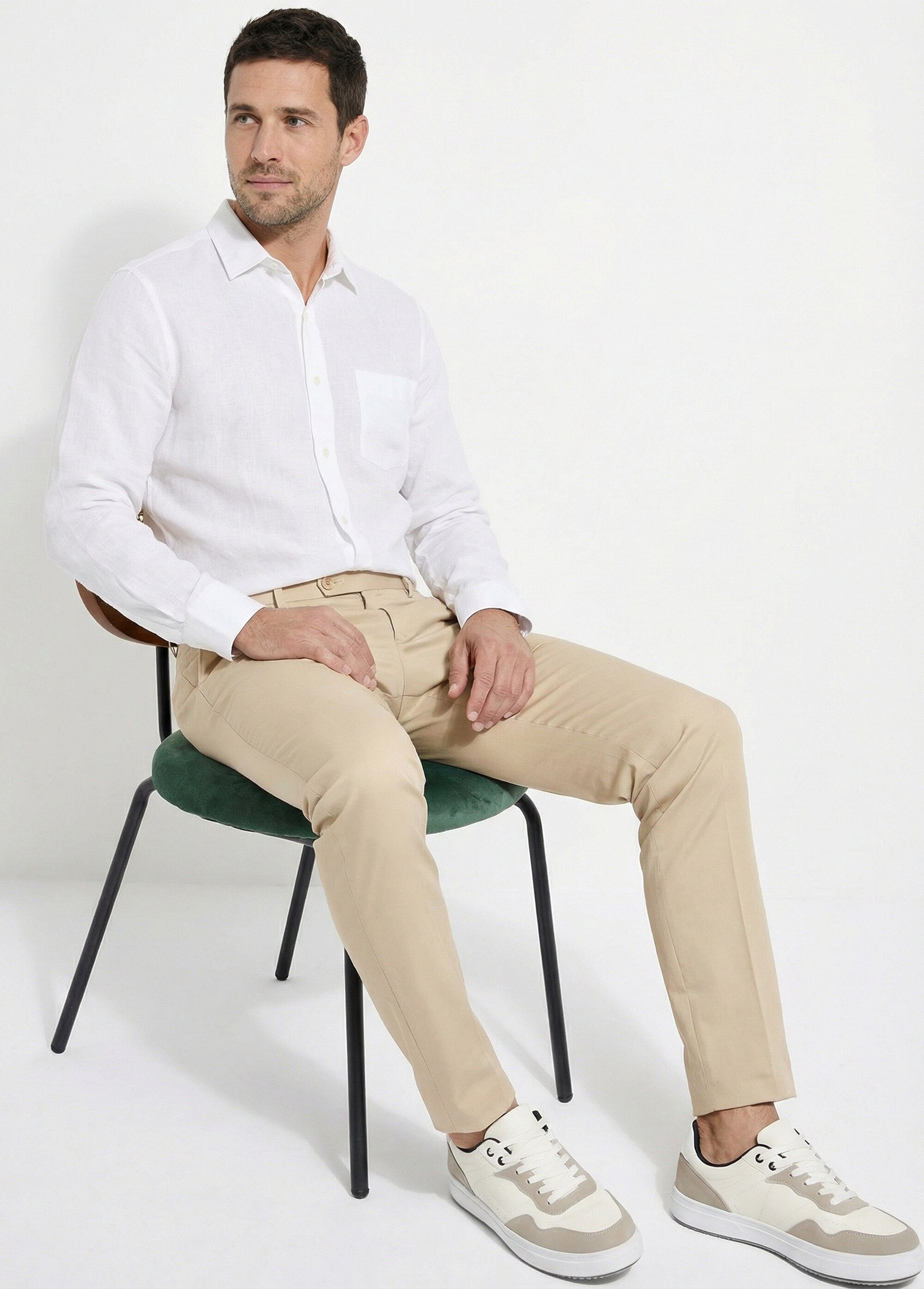 Pantalon de costume uni beige Homme Beige FUGITIF MV1