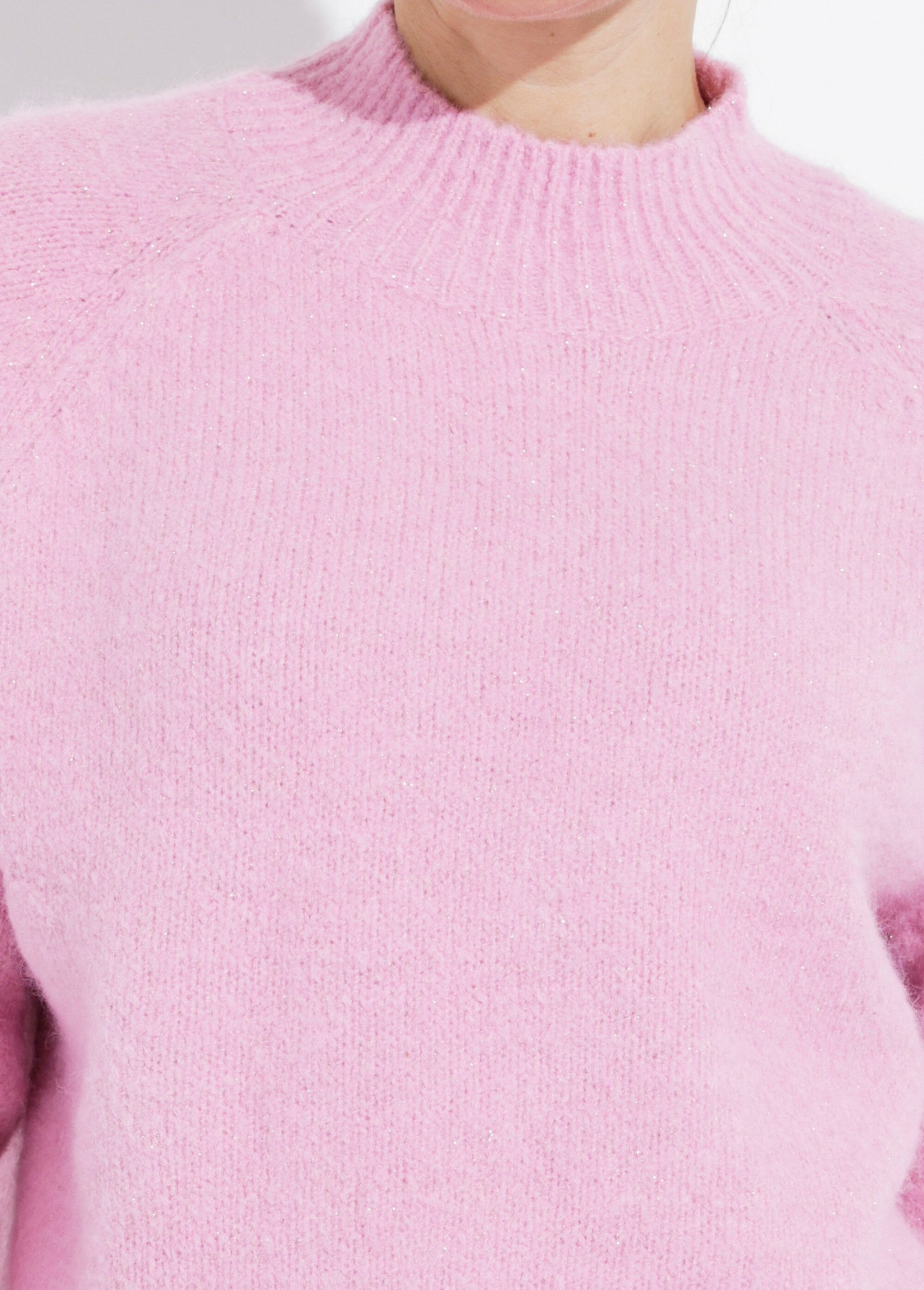 Pull col montant en maille brillante Femme Rose IA-AR05 DE1