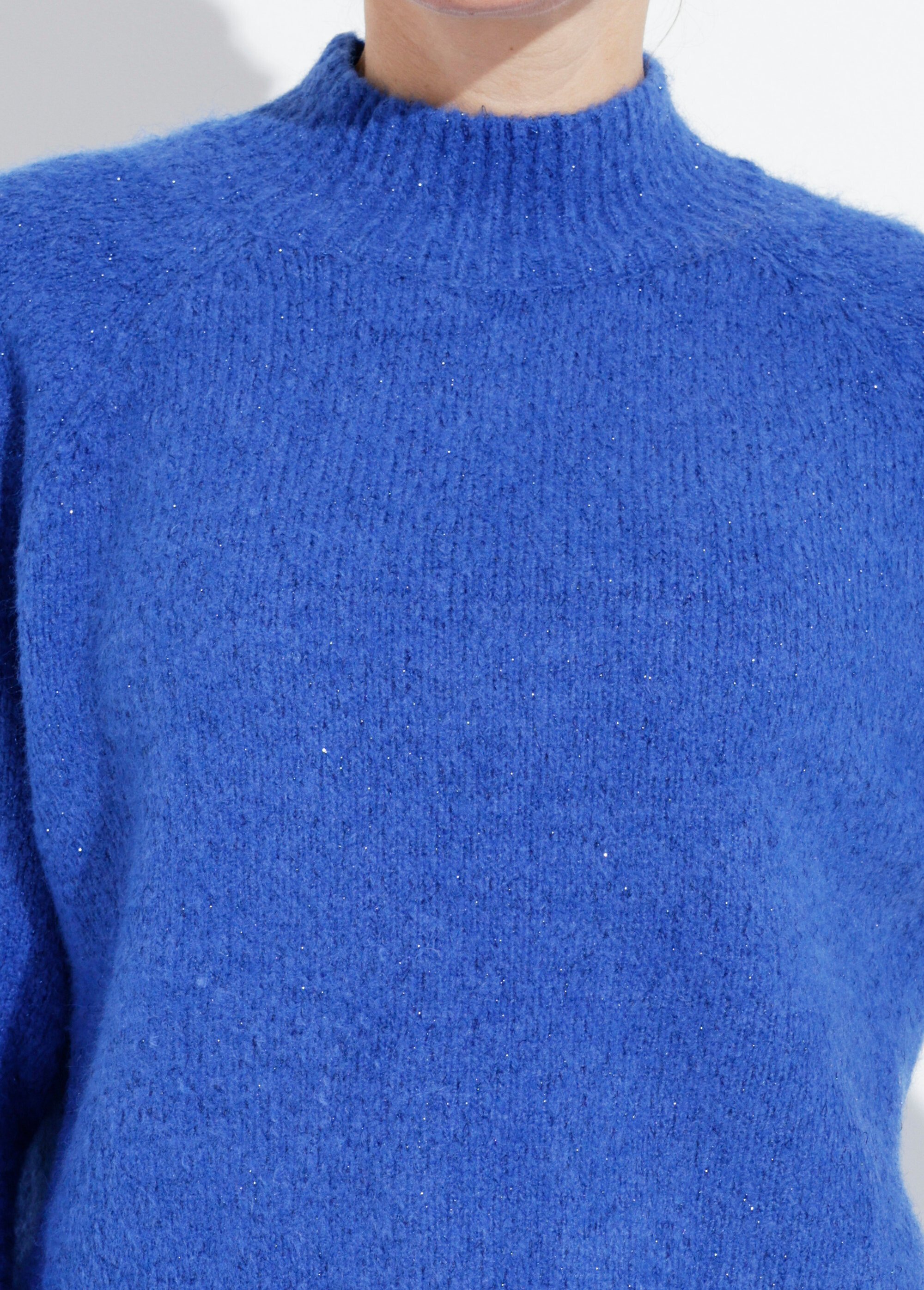 Pull col montant en maille brillante Femme Bleu IA-AR05 DE1