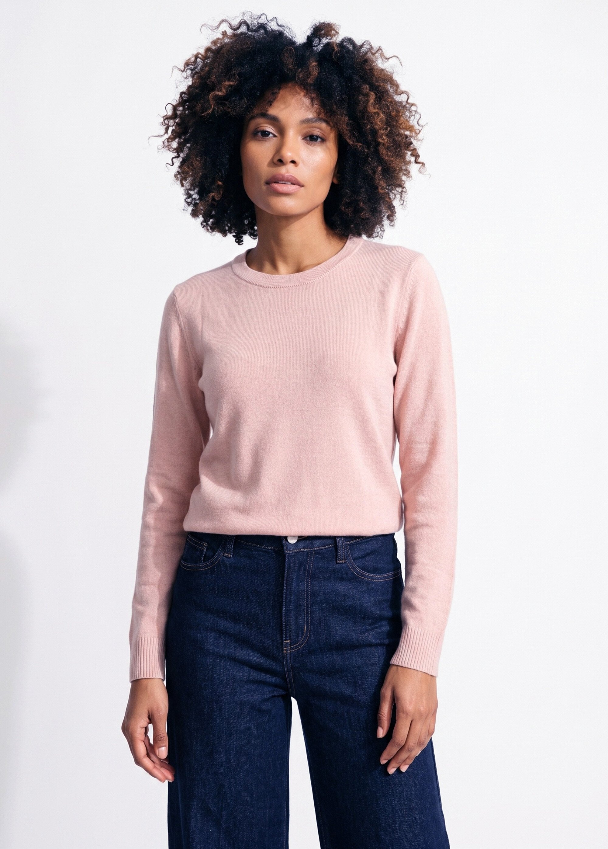 Pull doux col rond manches longues Femme Rose PALPITE FA1