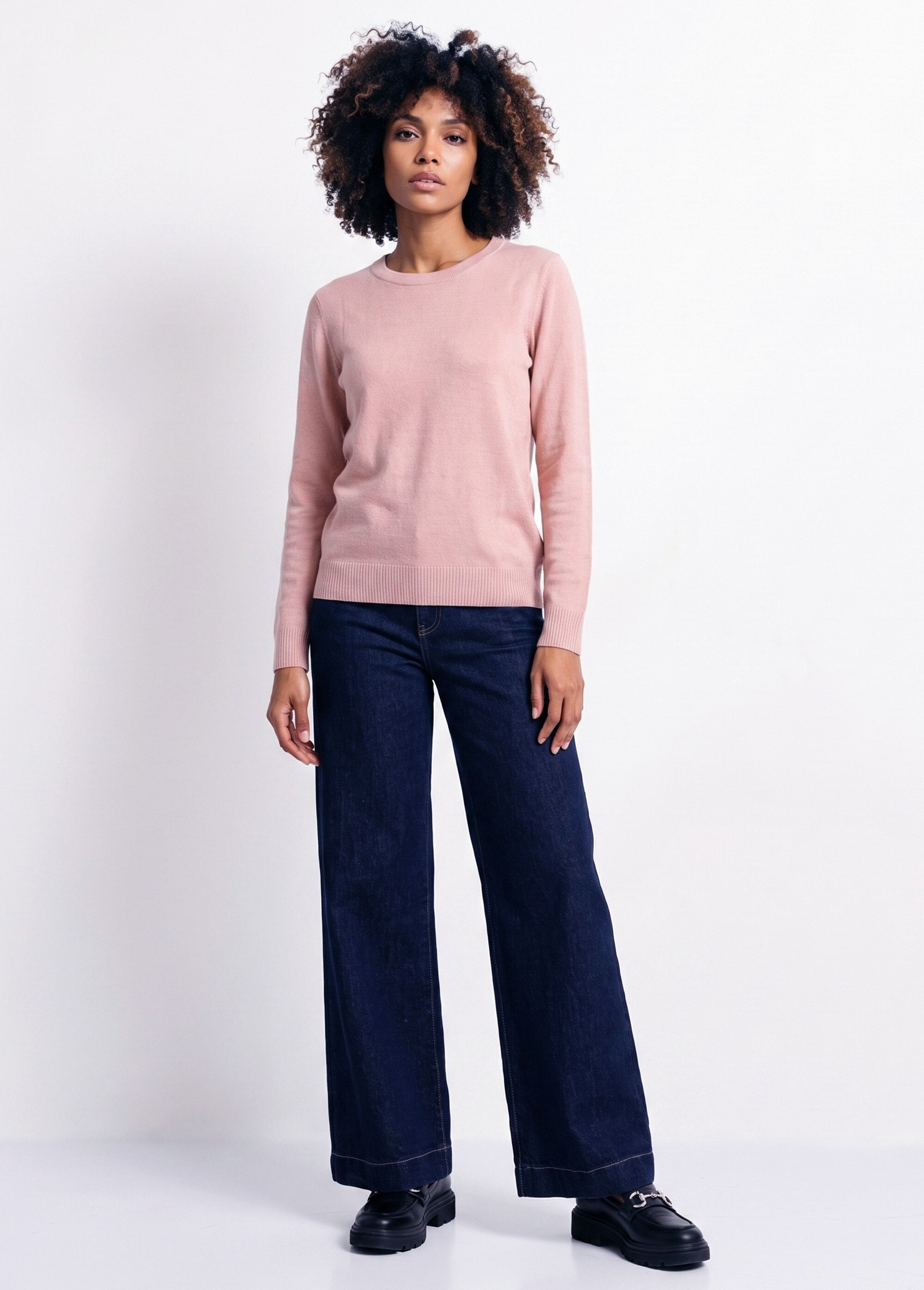 Pull doux col rond manches longues Femme Rose PALPITE SI1