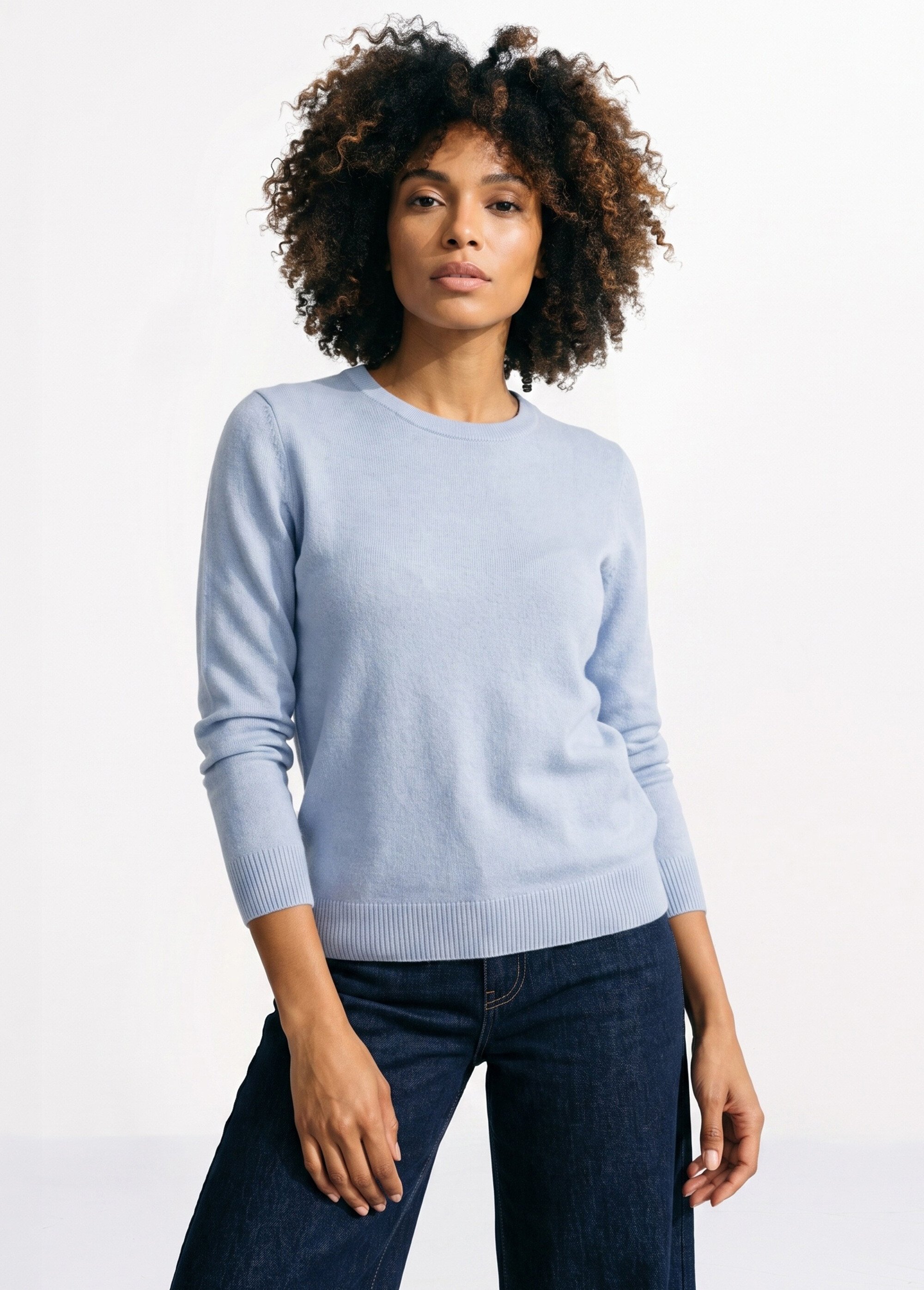 Pull doux col rond manches longues Femme Bleu PALPITE FA1