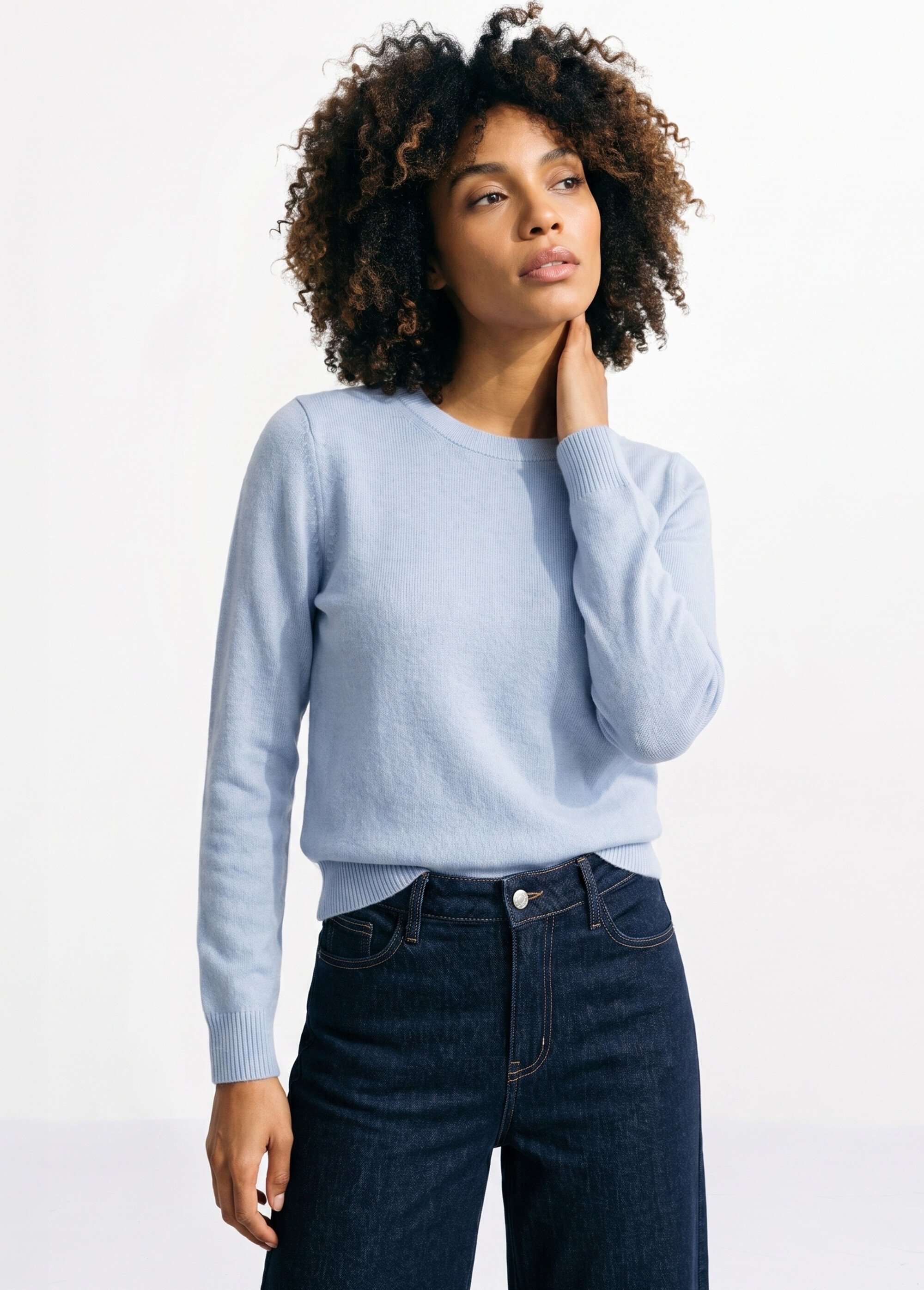 Pull doux col rond manches longues Femme Bleu PALPITE MV1