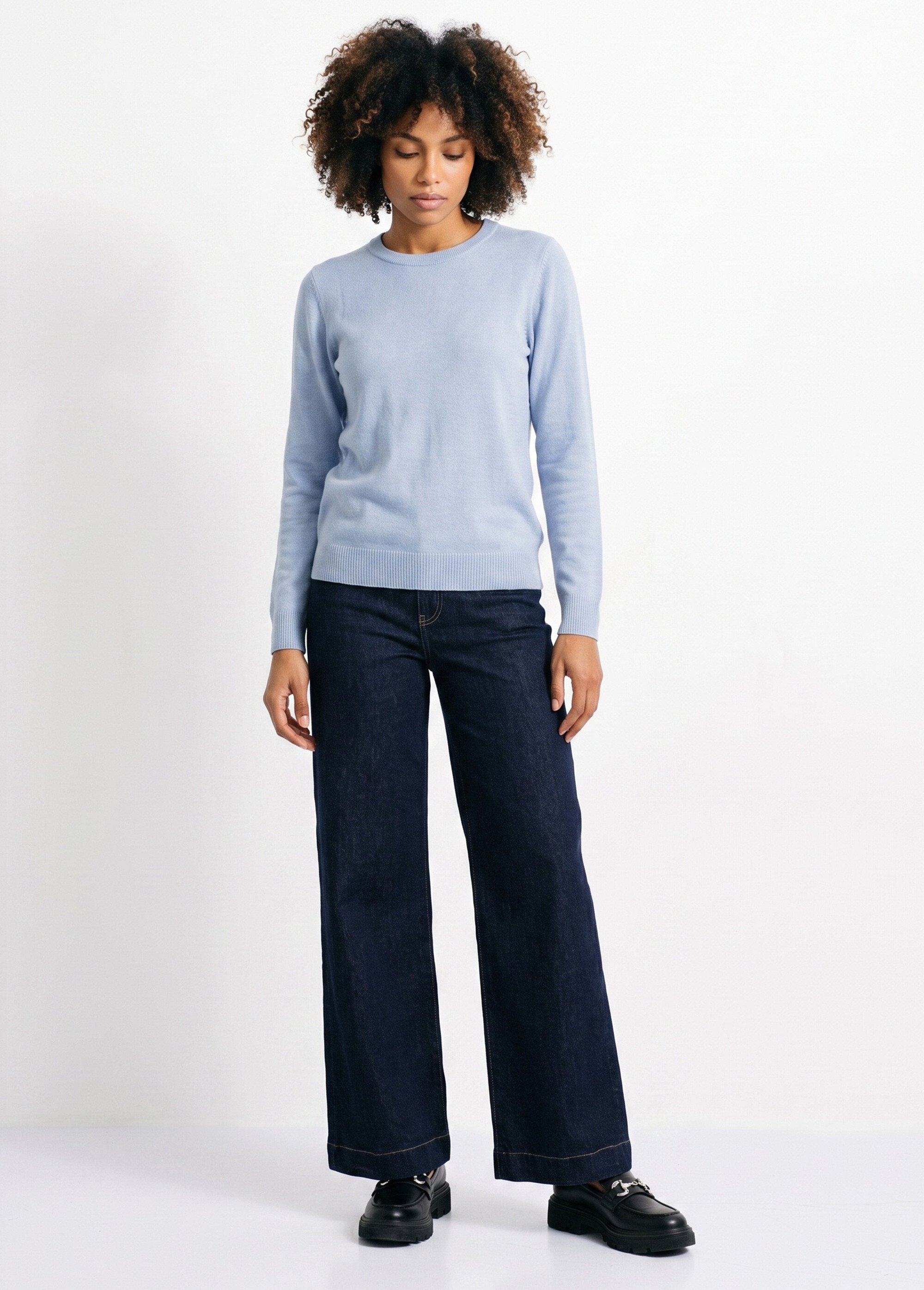 Pull doux col rond manches longues Femme Bleu PALPITE SI1