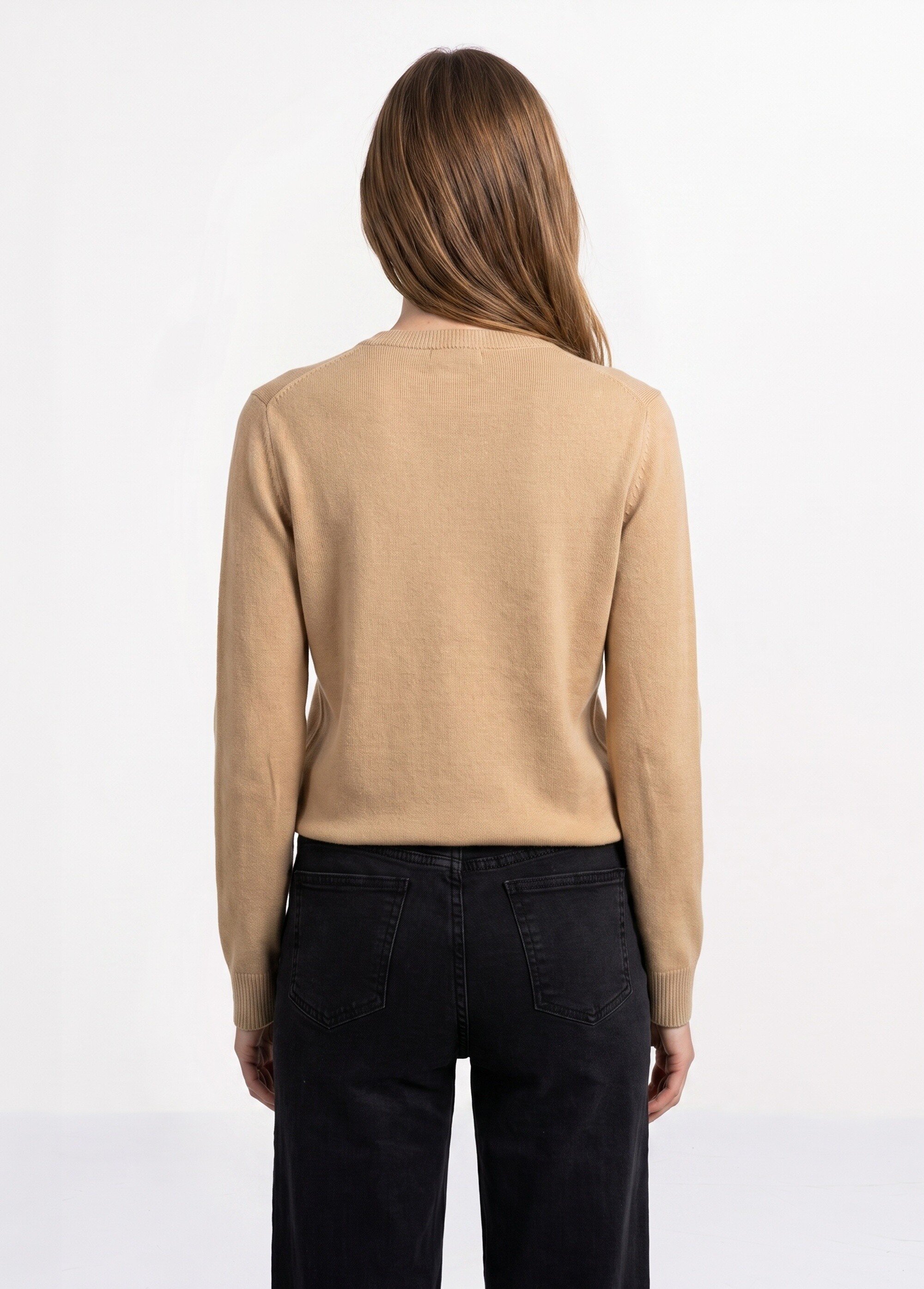 Pull doux col rond manches longues Femme Marron PALPITE DO1