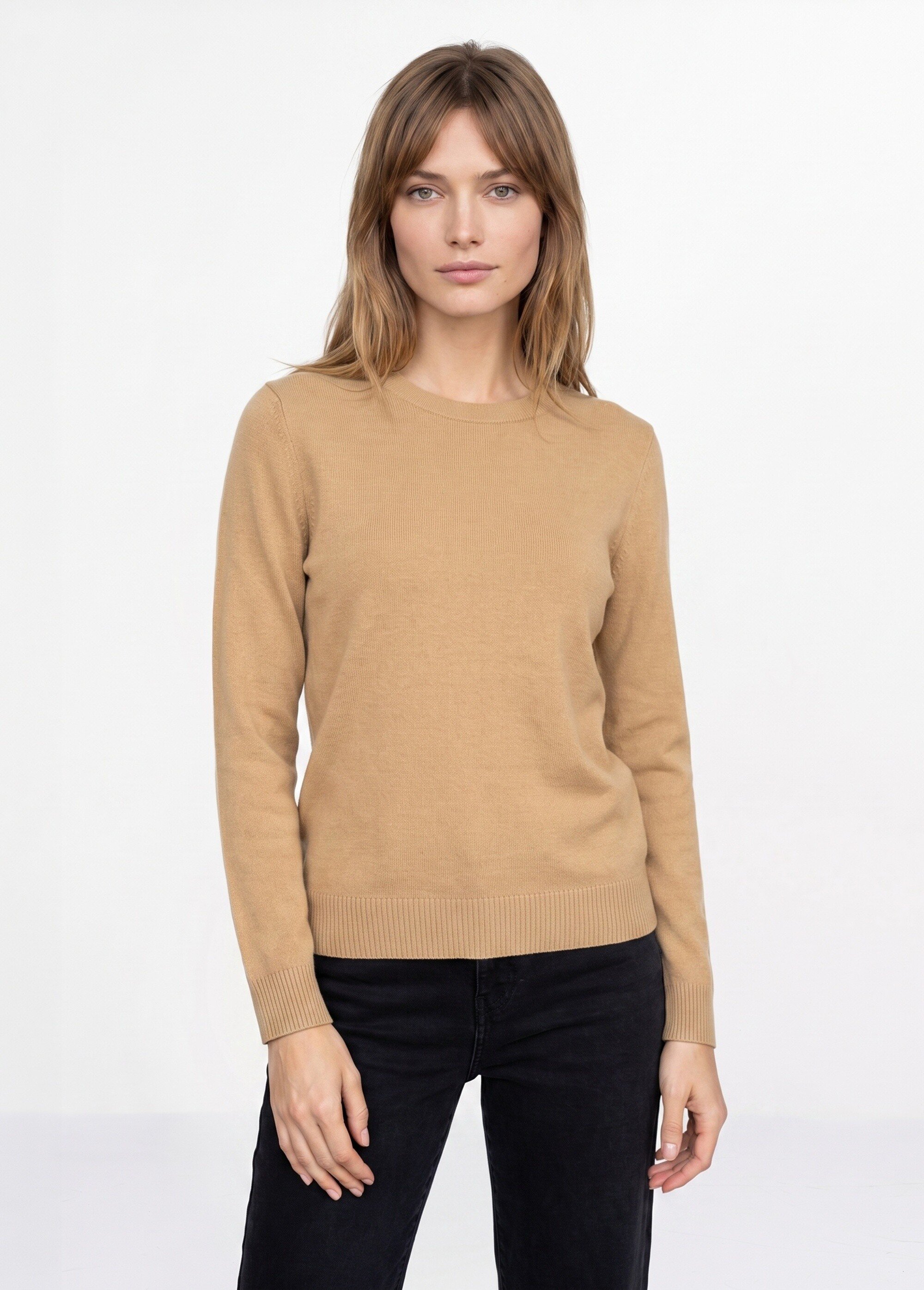 Pull doux col rond manches longues Femme Marron PALPITE FA1