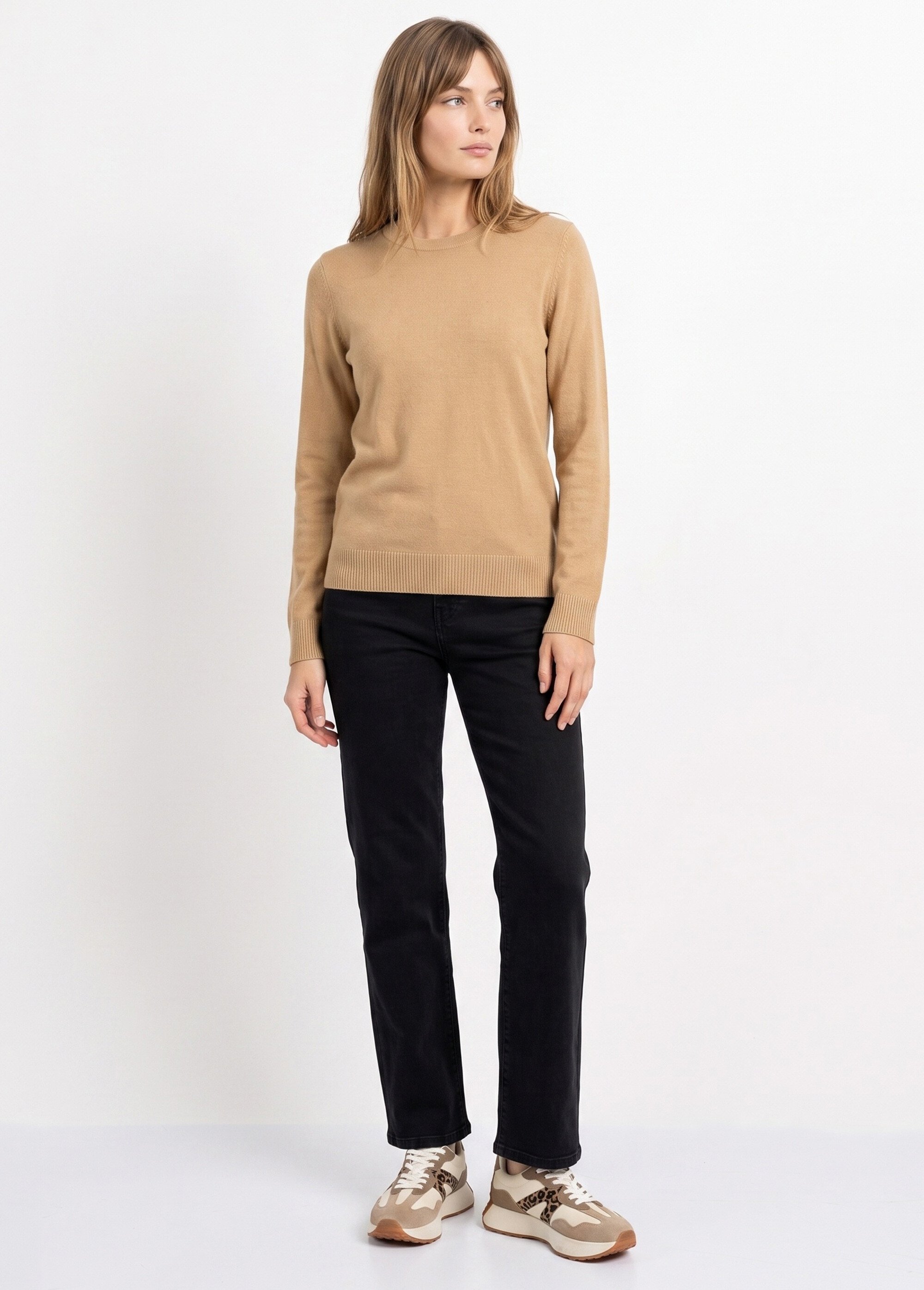 Pull doux col rond manches longues Femme Marron PALPITE SI1