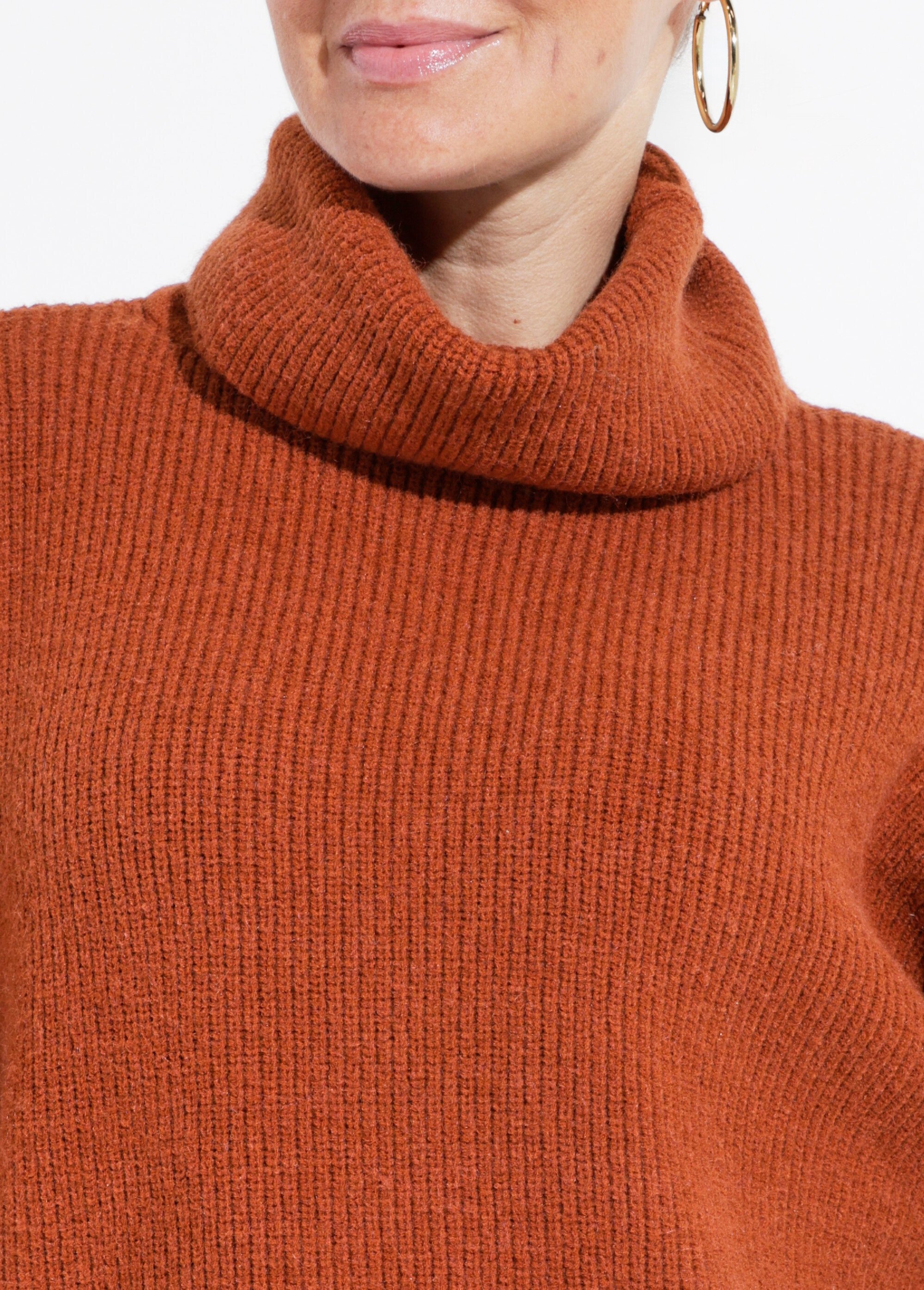 Pull en maille avec col roulé souple Femme Beige IA-W022 DE1