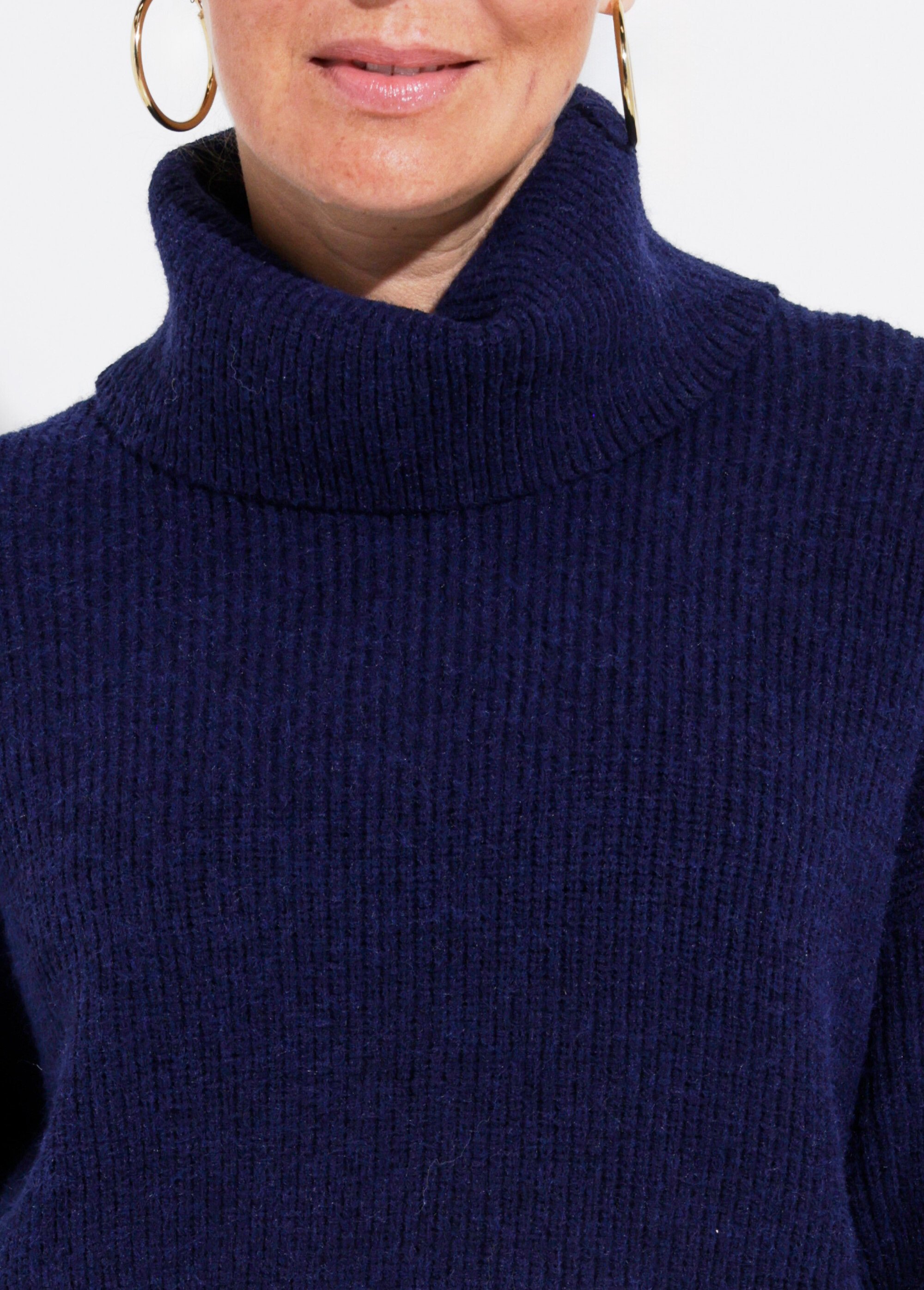 Pull en maille avec col roulé souple Femme Bleu IA-W022 DE1