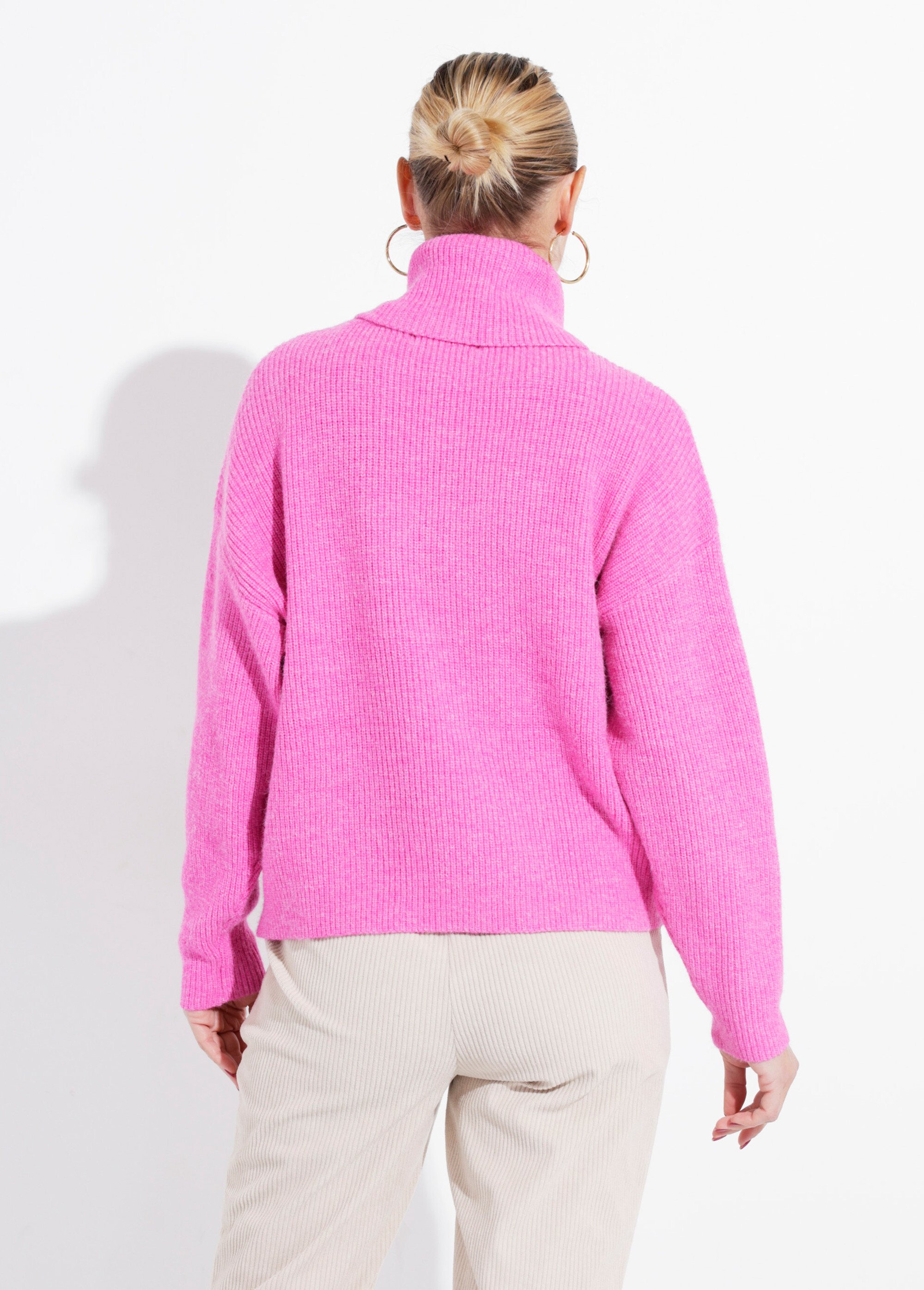 Pull en maille avec col roulé souple Femme Rose IA-W022 DO1