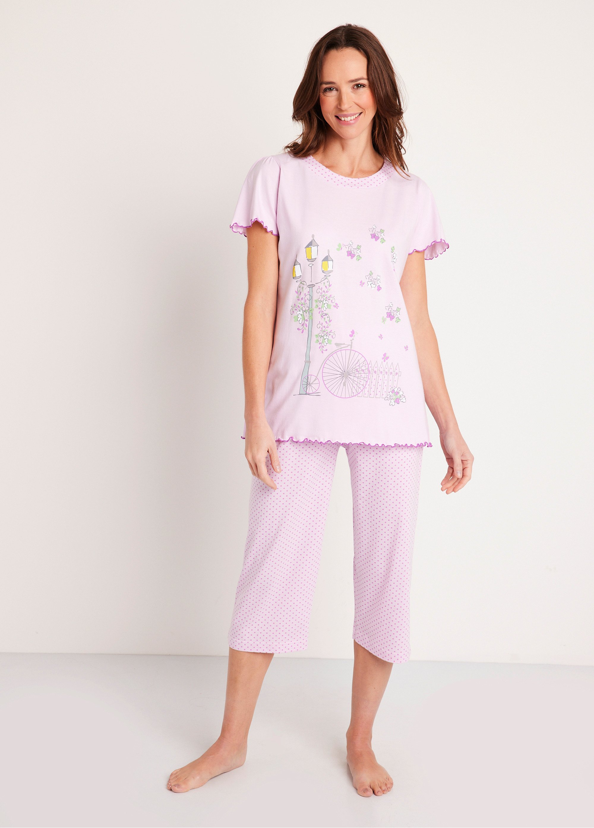 Pyjama court coton imprimé