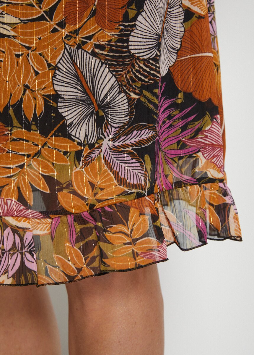 Robe décolleté croisé effet cache-coeur Femme Marron HONNEUR DE3
