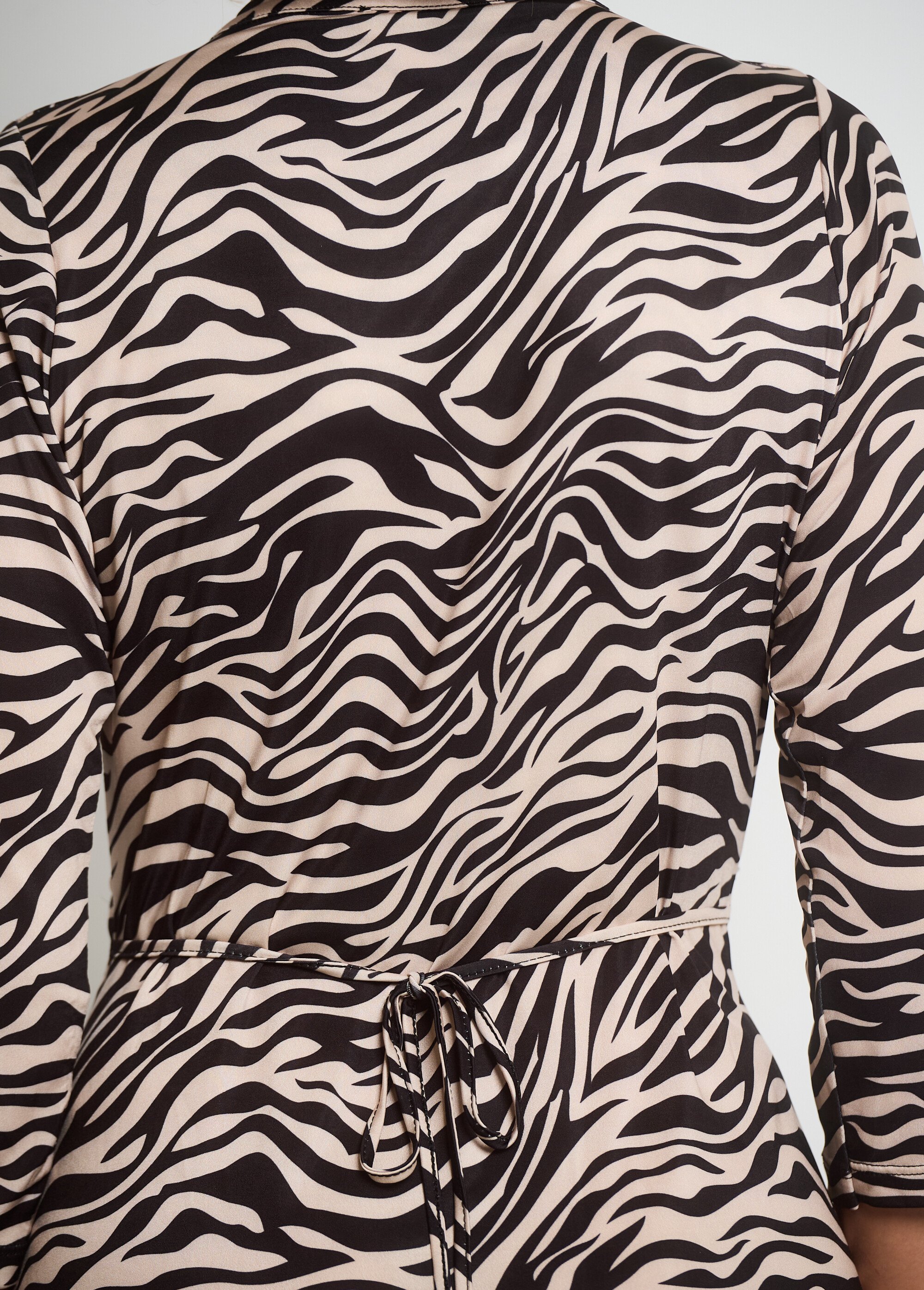 Robe décolleté plissé imprimé animalier Femme Noir FI-ROPAULIN DE2