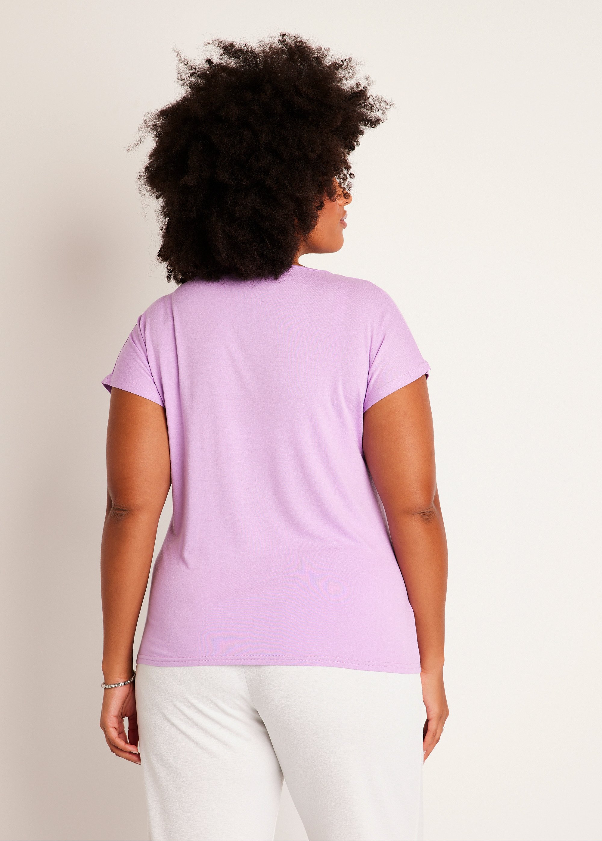 T-shirt court extensible dentelle