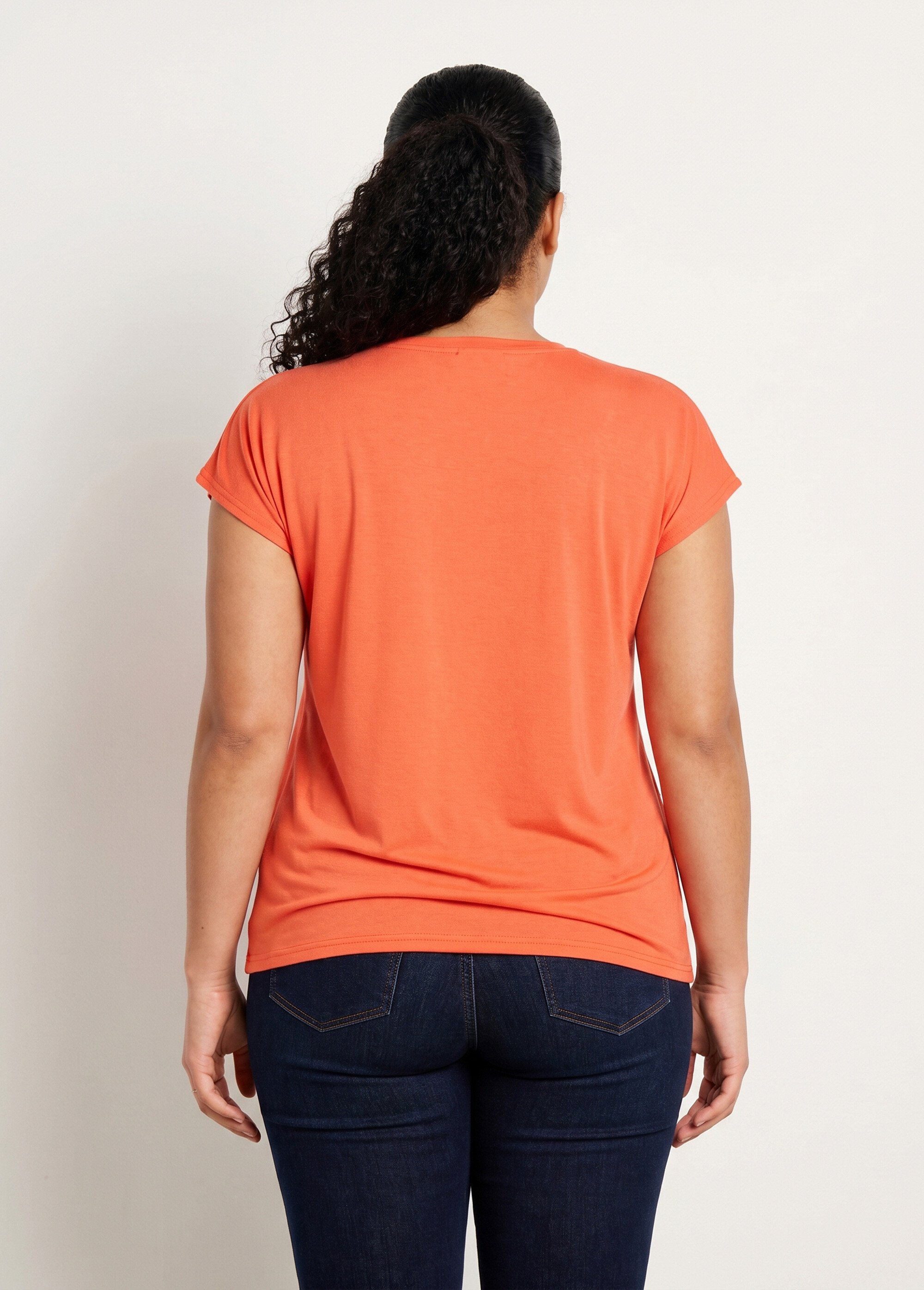 T-shirt court extensible dentelle