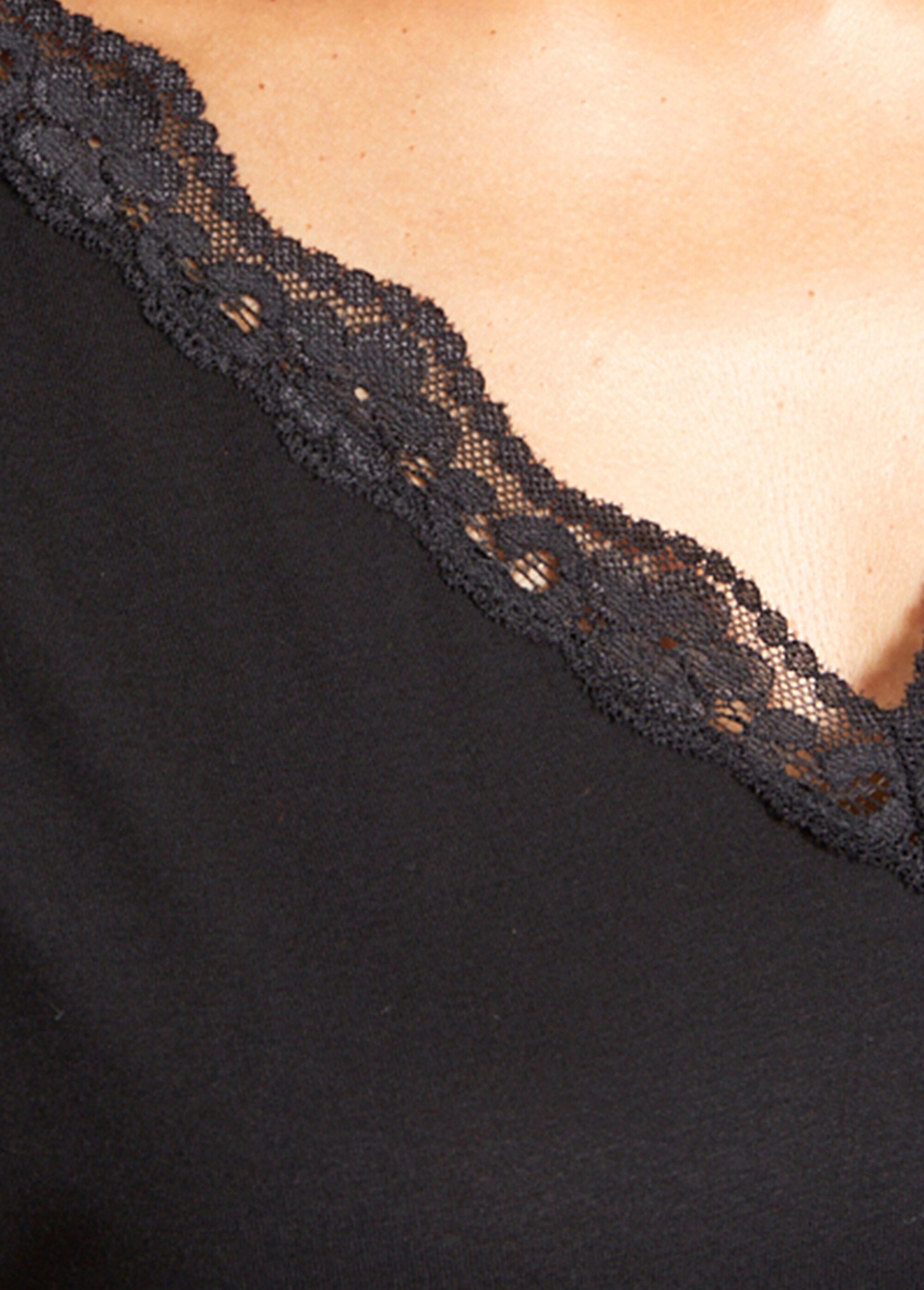 T-shirt court extensible dentelle