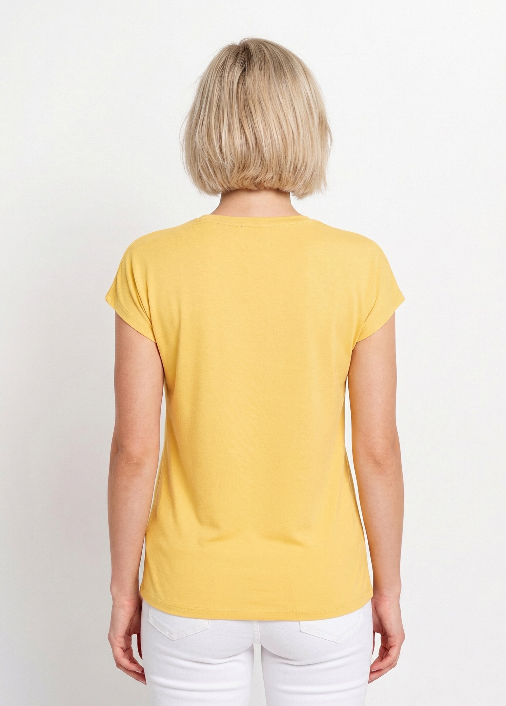 T-shirt court extensible dentelle Femme Jaune CARACAS DO1