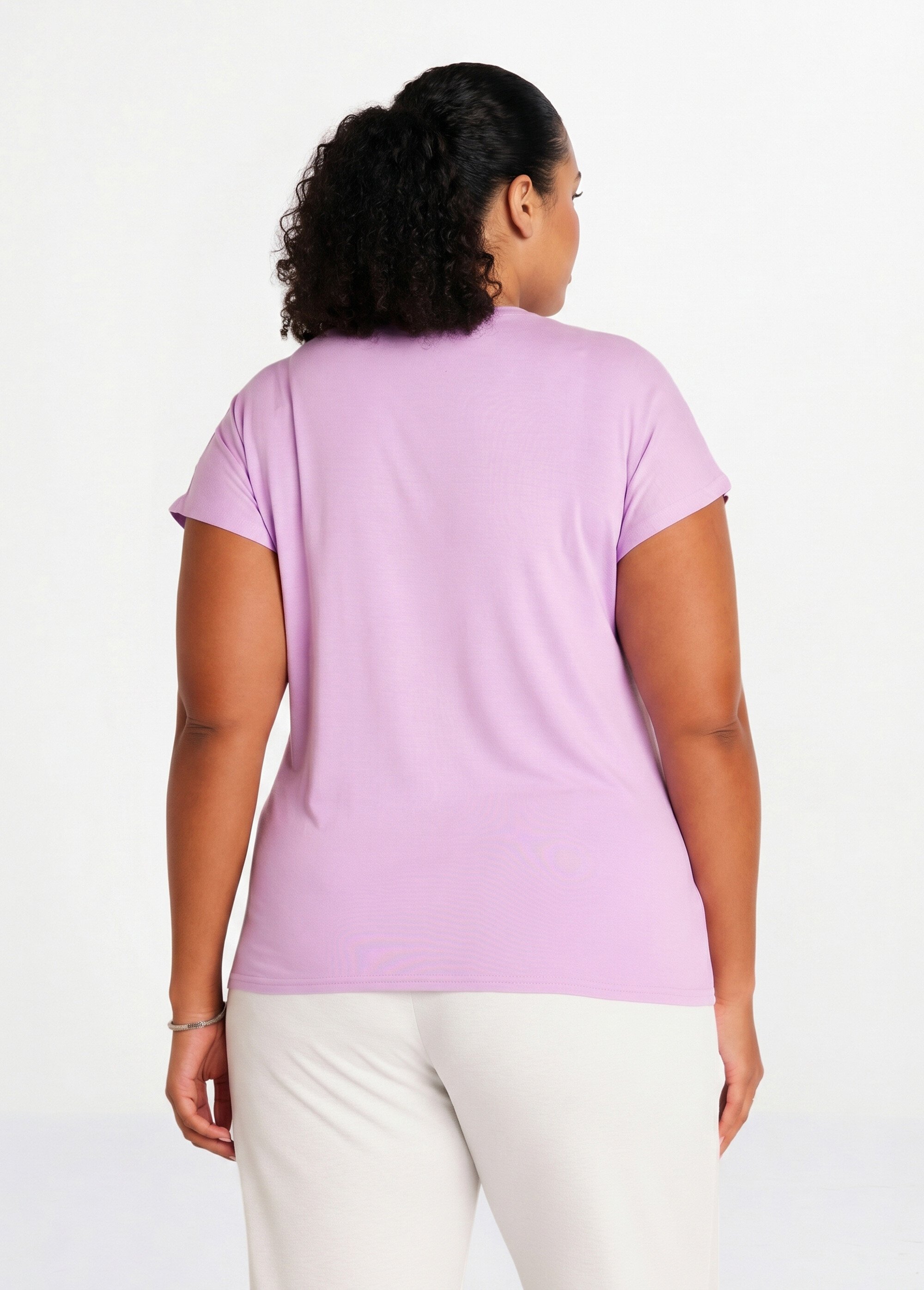 T-shirt court extensible dentelle