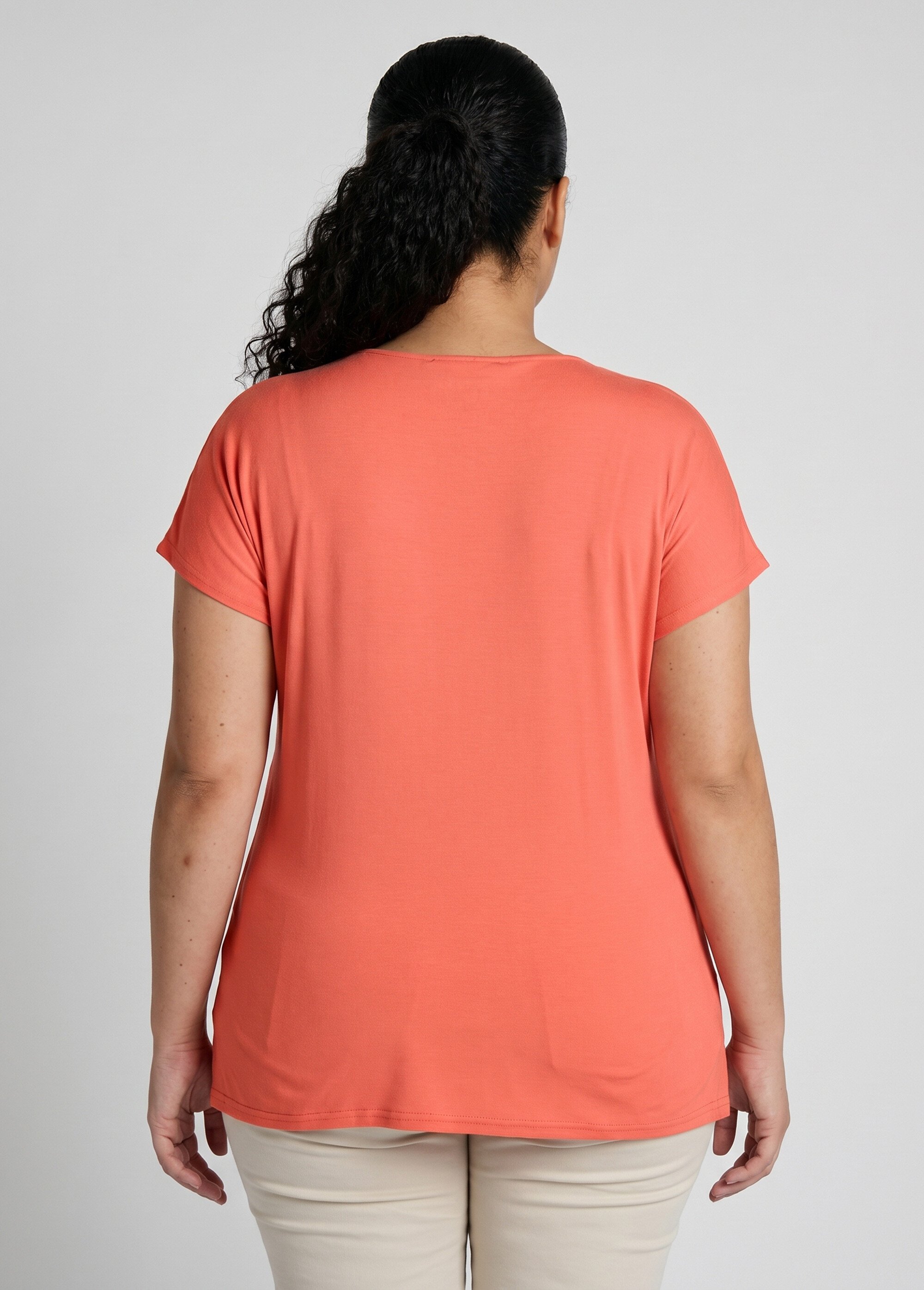 T-shirt court extensible dentelle