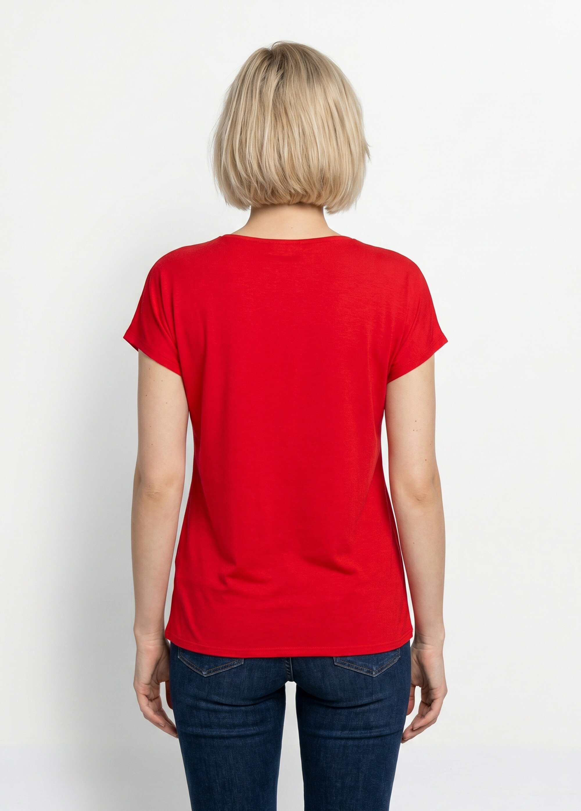 T-shirt court extensible dentelle Femme Rouge CARACAS DO1