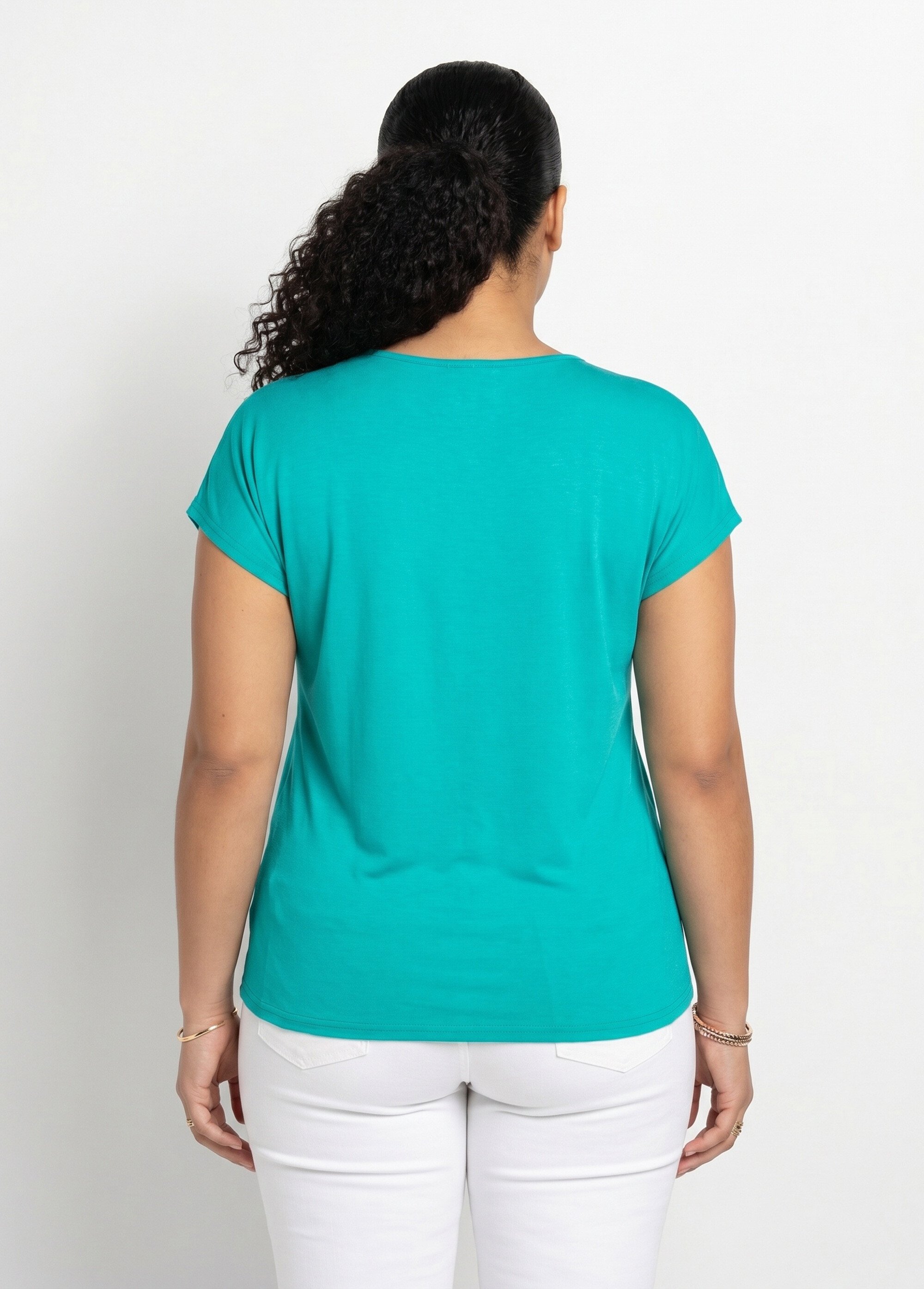 T-shirt court extensible dentelle