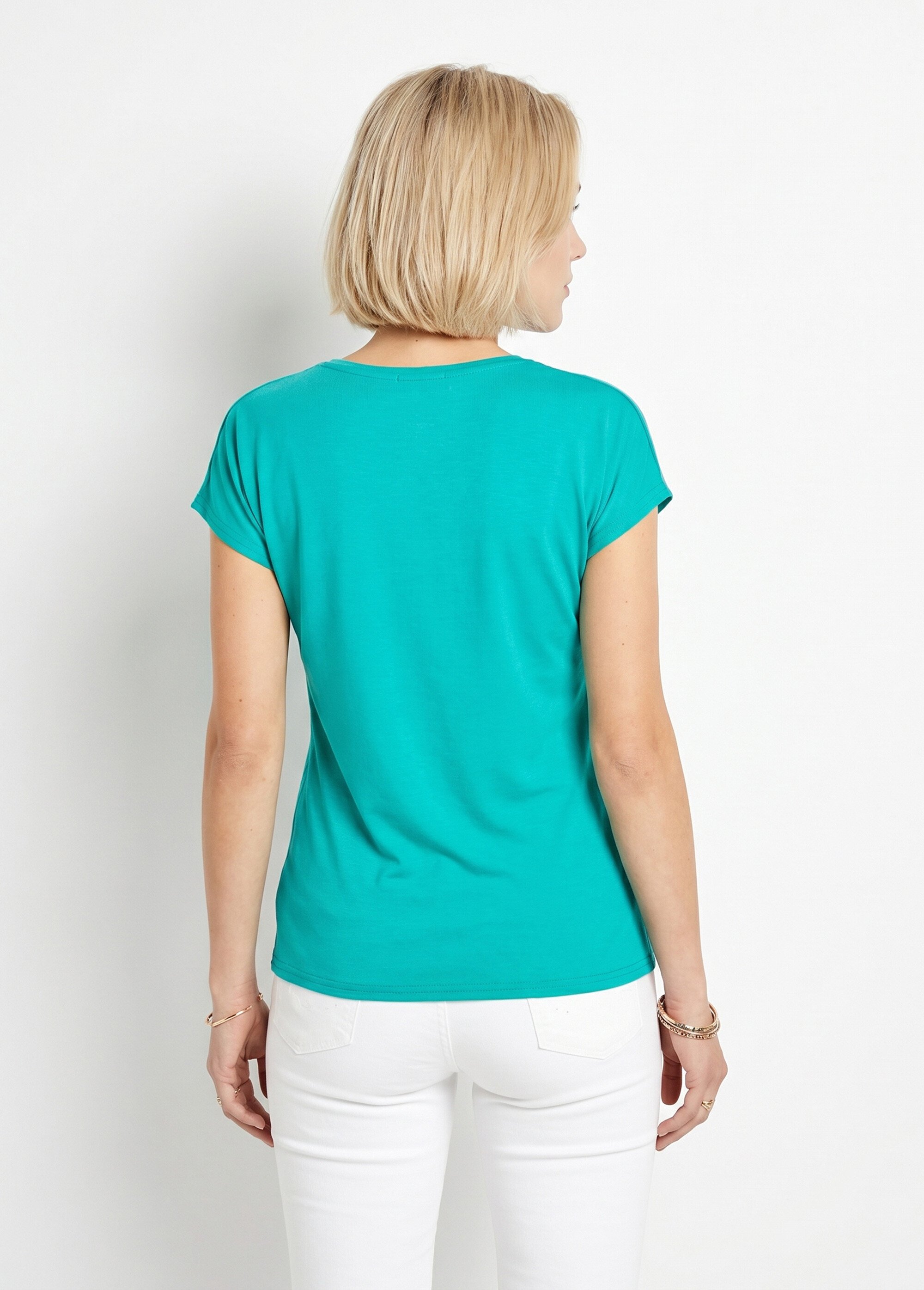 T-shirt court extensible dentelle Femme Vert CARACAS DO1