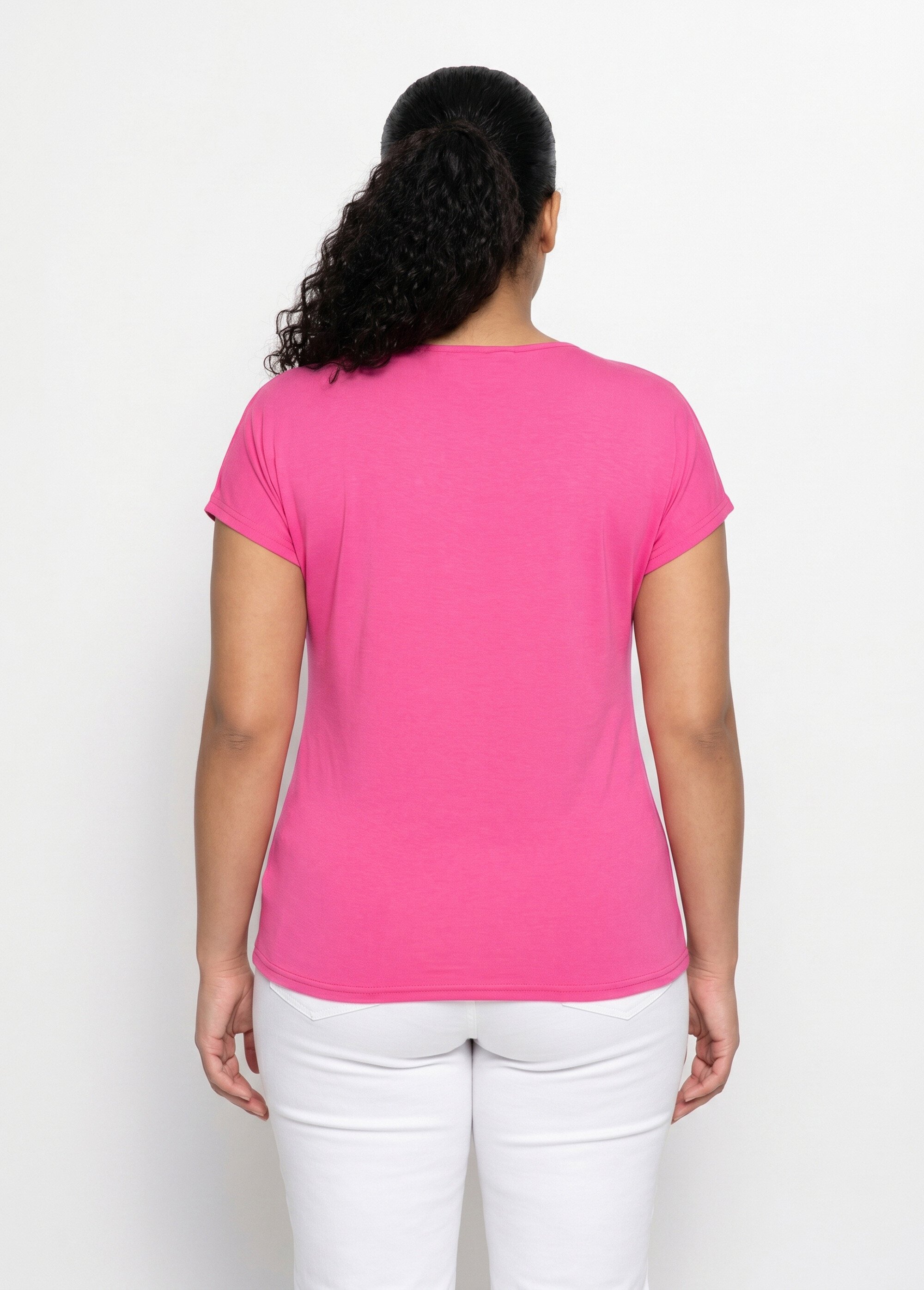 T-shirt court extensible dentelle