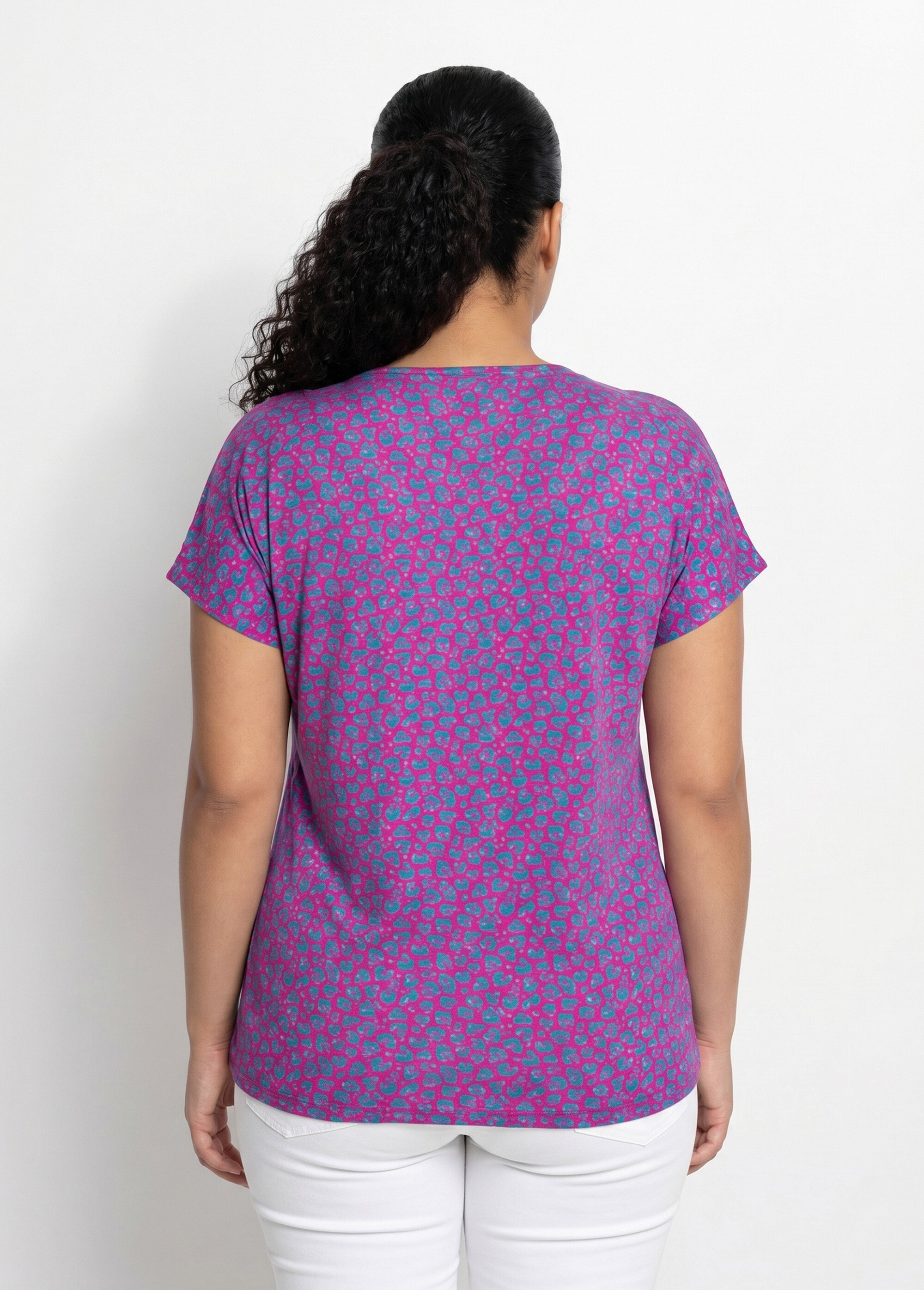 T-shirt court extensible dentelle