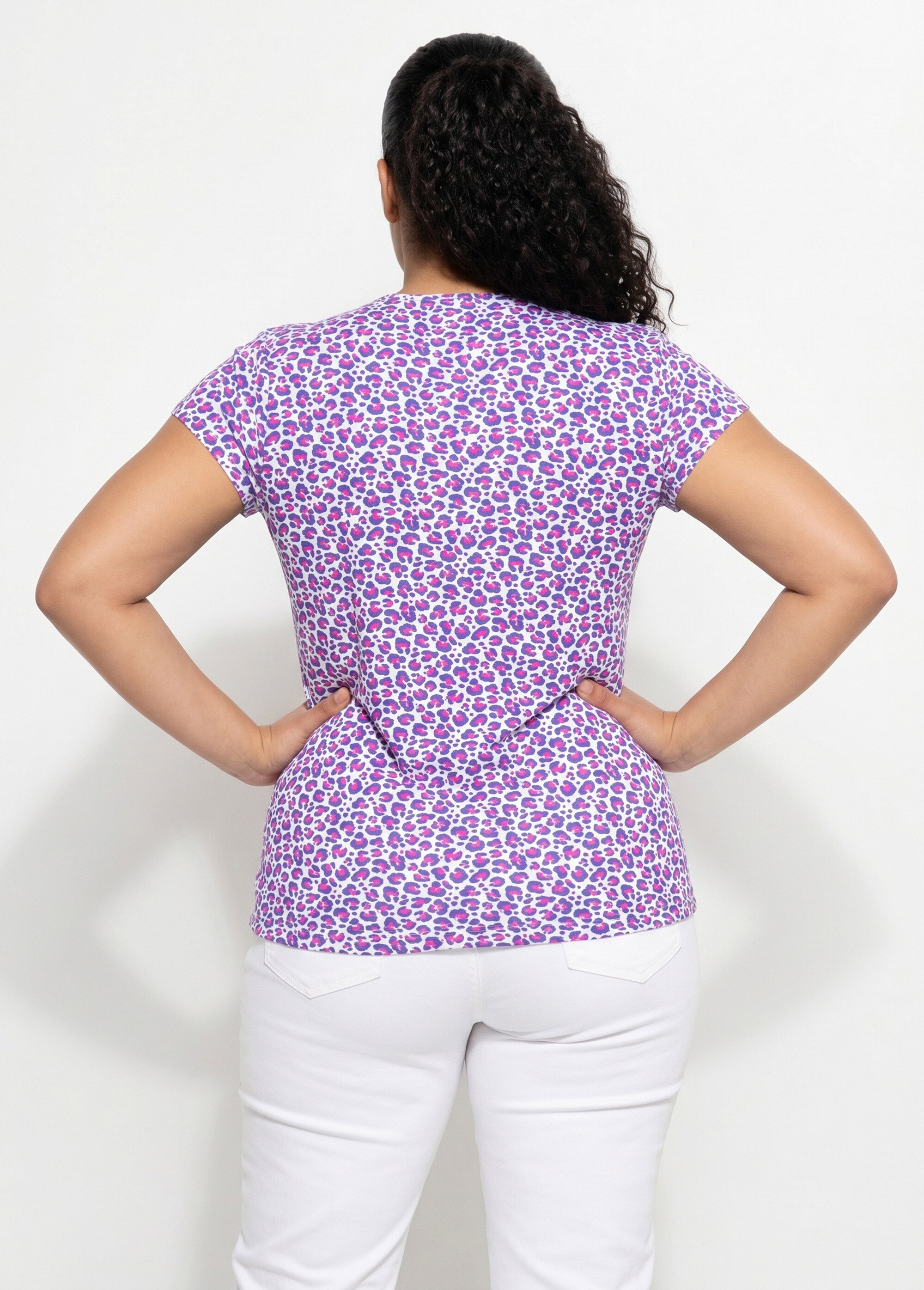 T-shirt court extensible dentelle