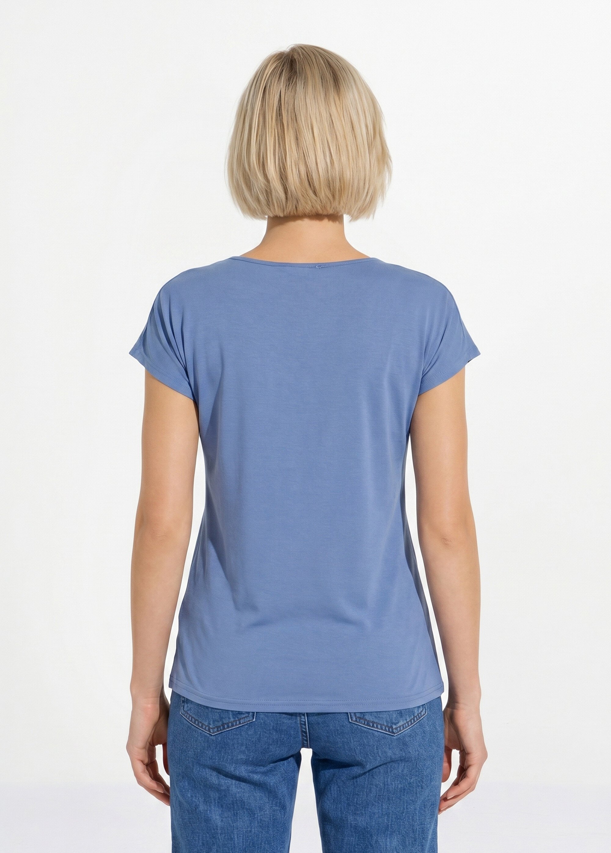 T-shirt court extensible dentelle