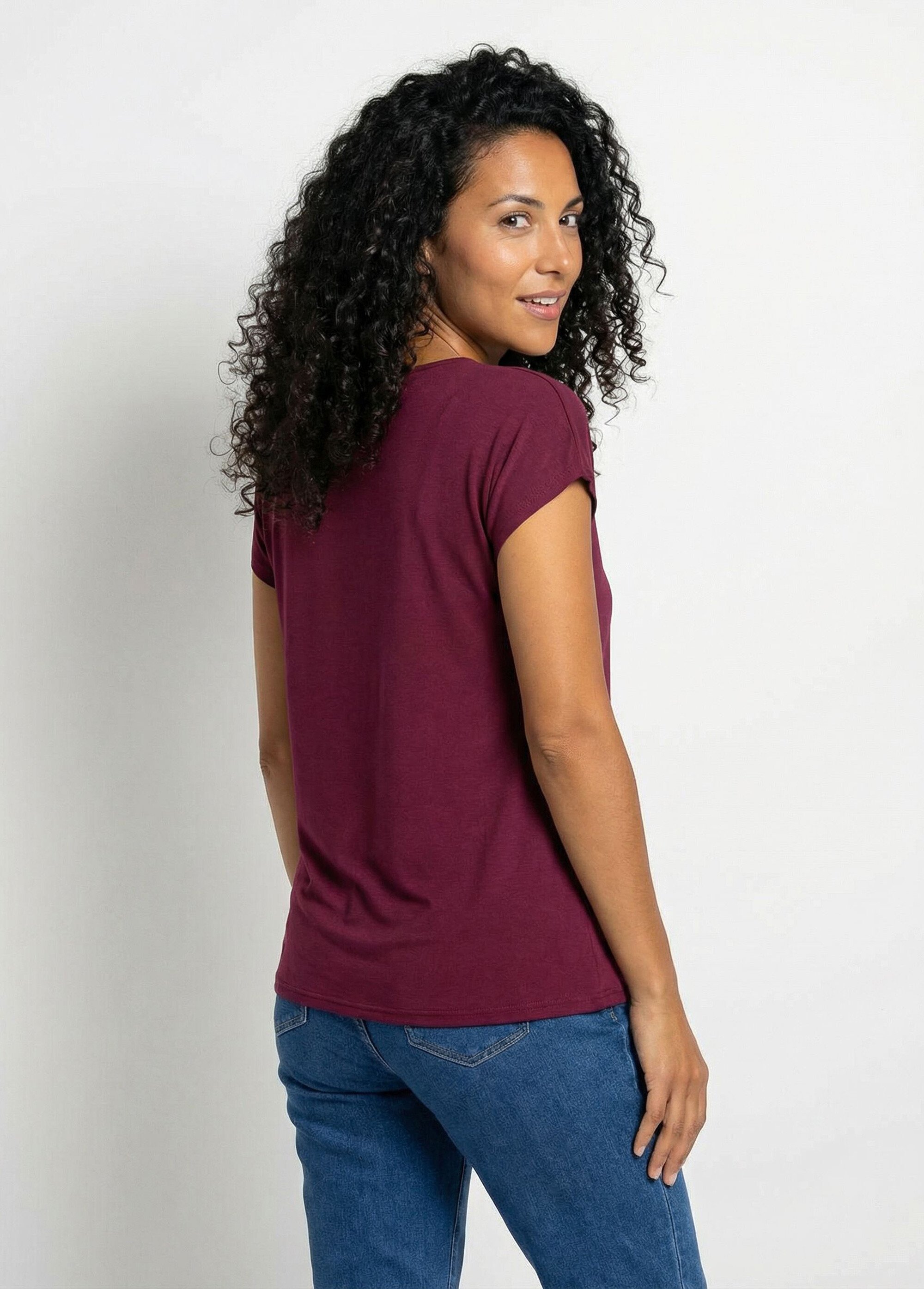 T-shirt court extensible dentelle Femme Violet CARACAS DO1